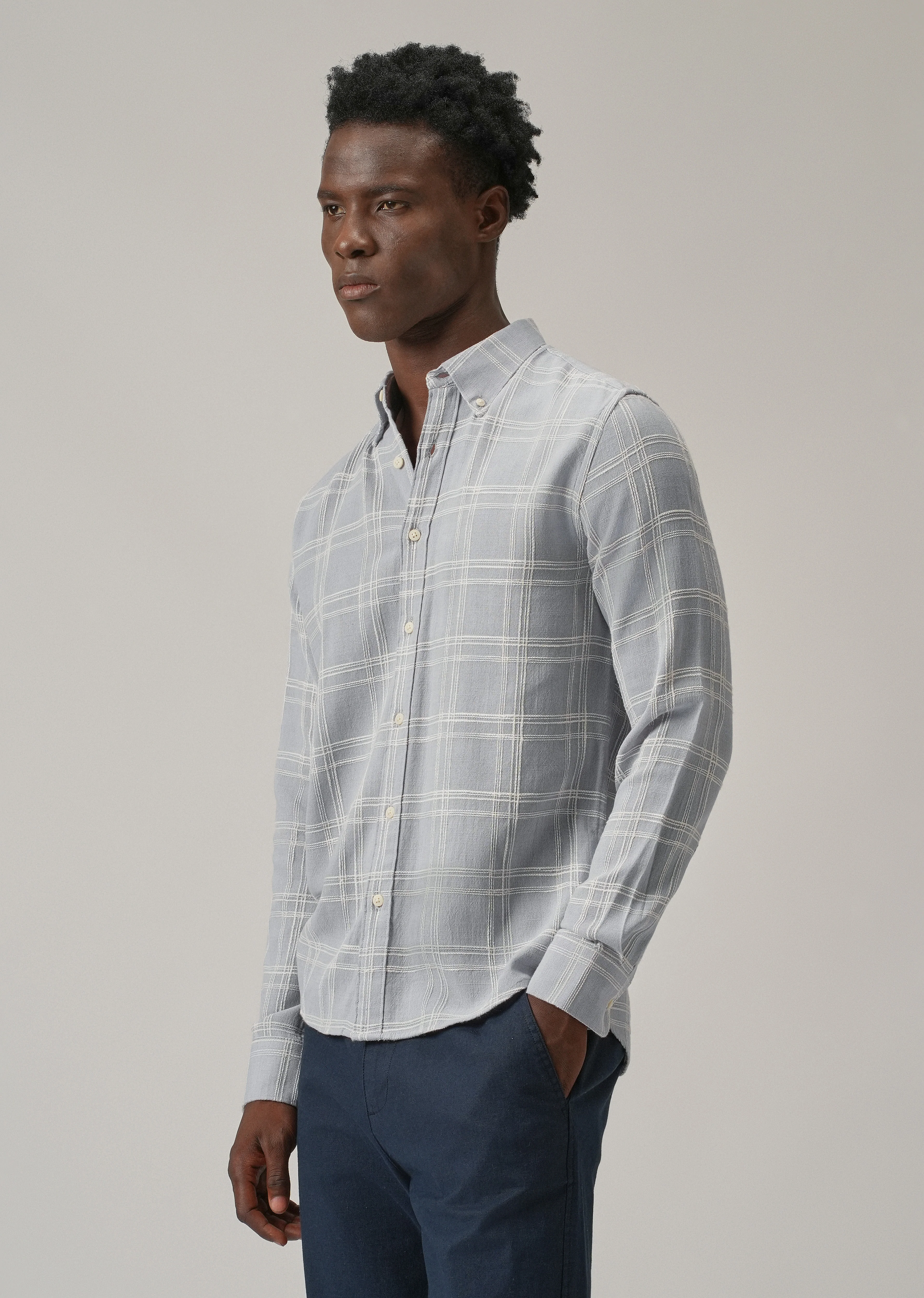 Blue Chenille Check Shirt - Image 4