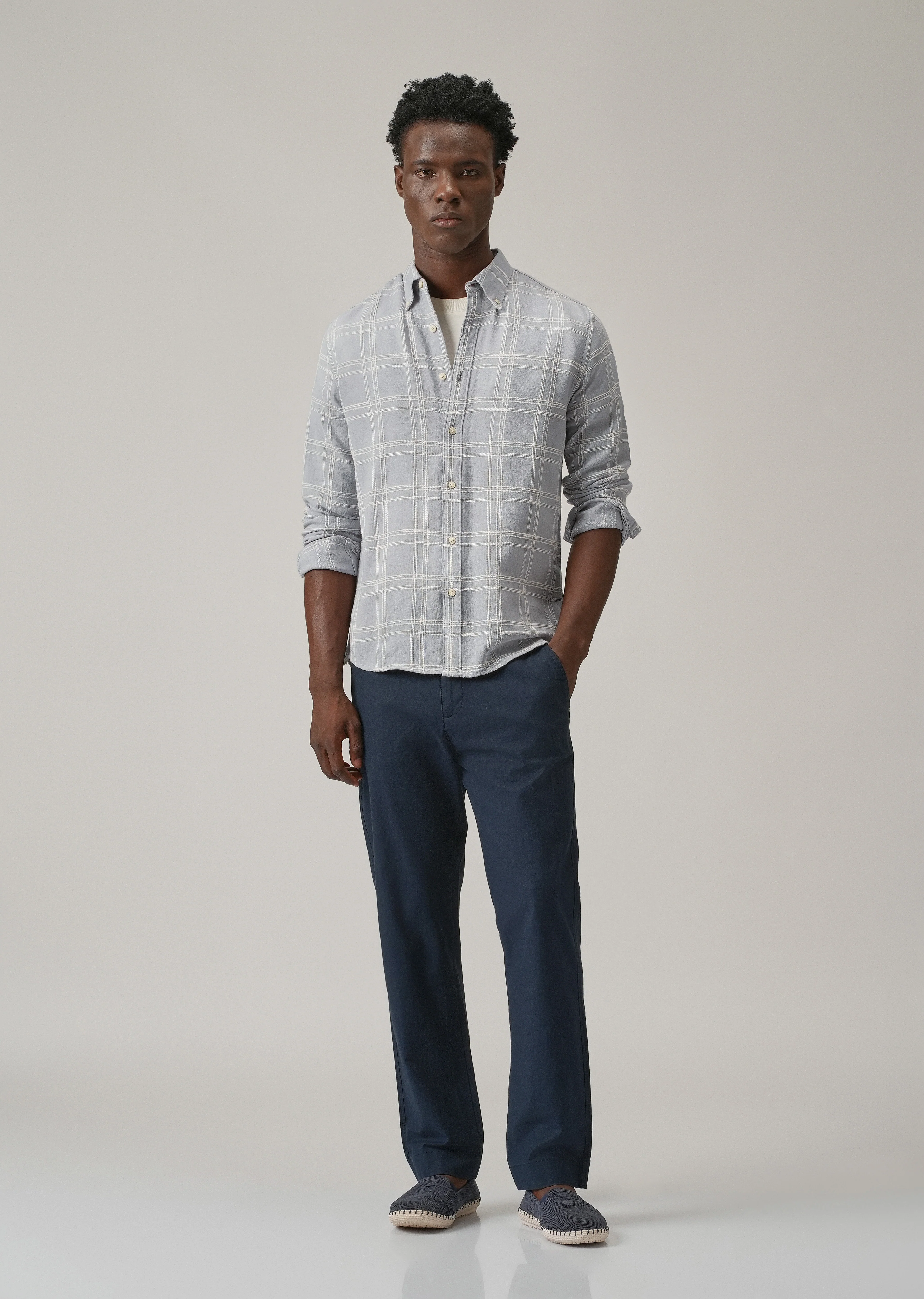 Blue Chenille Check Shirt - Image 6
