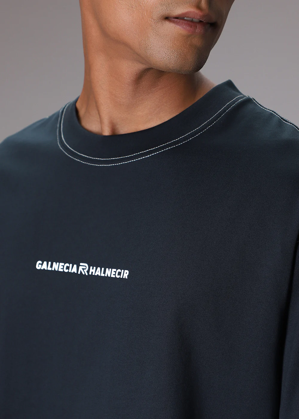 Blue Contrast Thread Oversized T-shirt - Image 2