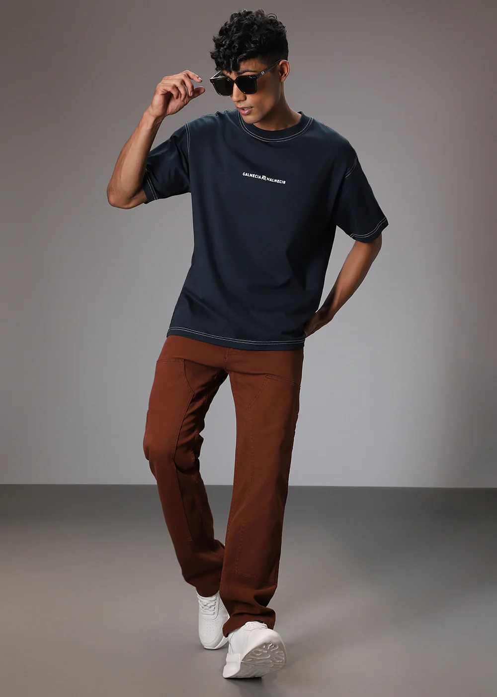 Blue Contrast Thread Oversized T-shirt - Image 6