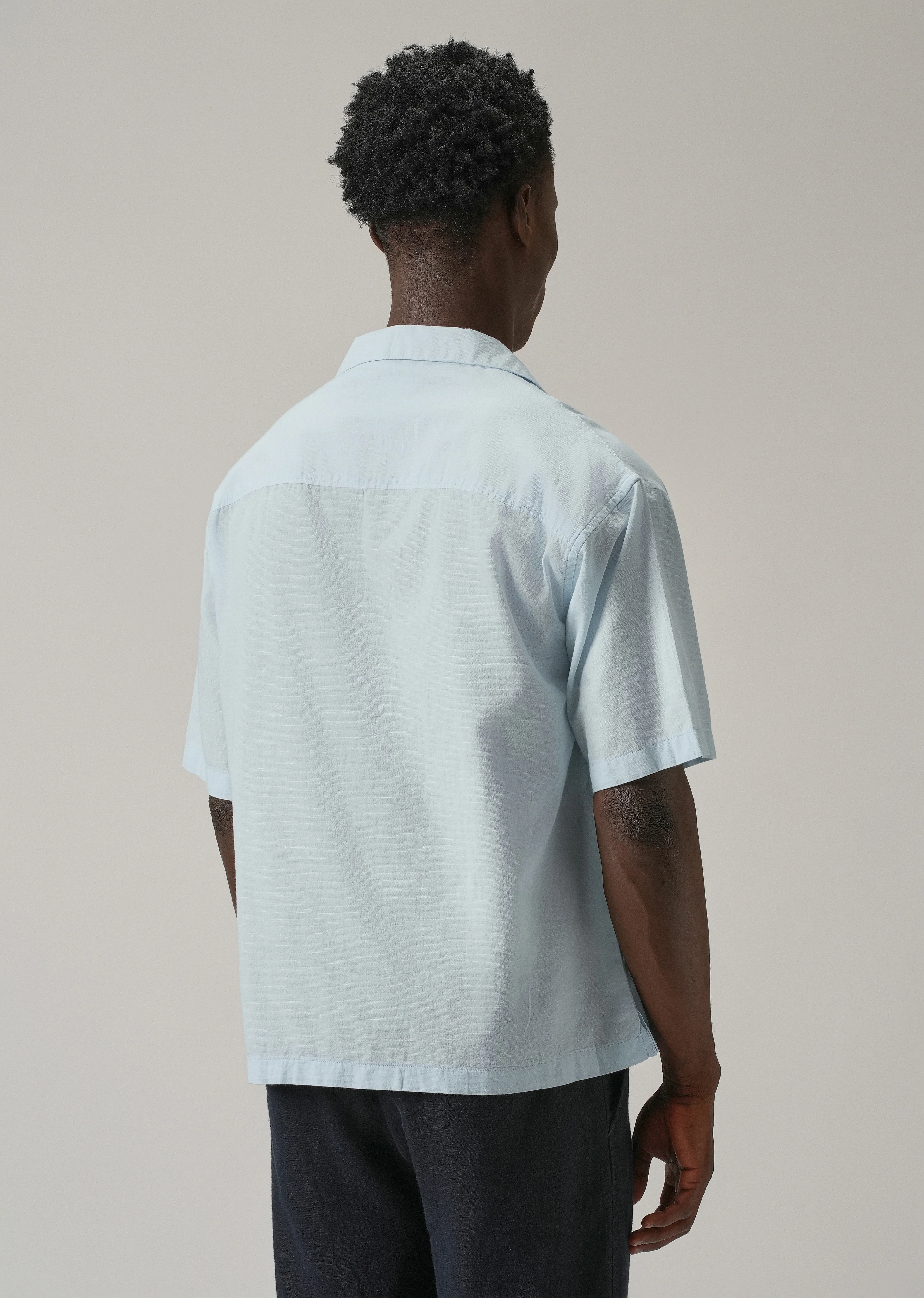Blue Cotton/Linen Shirt - Image 2