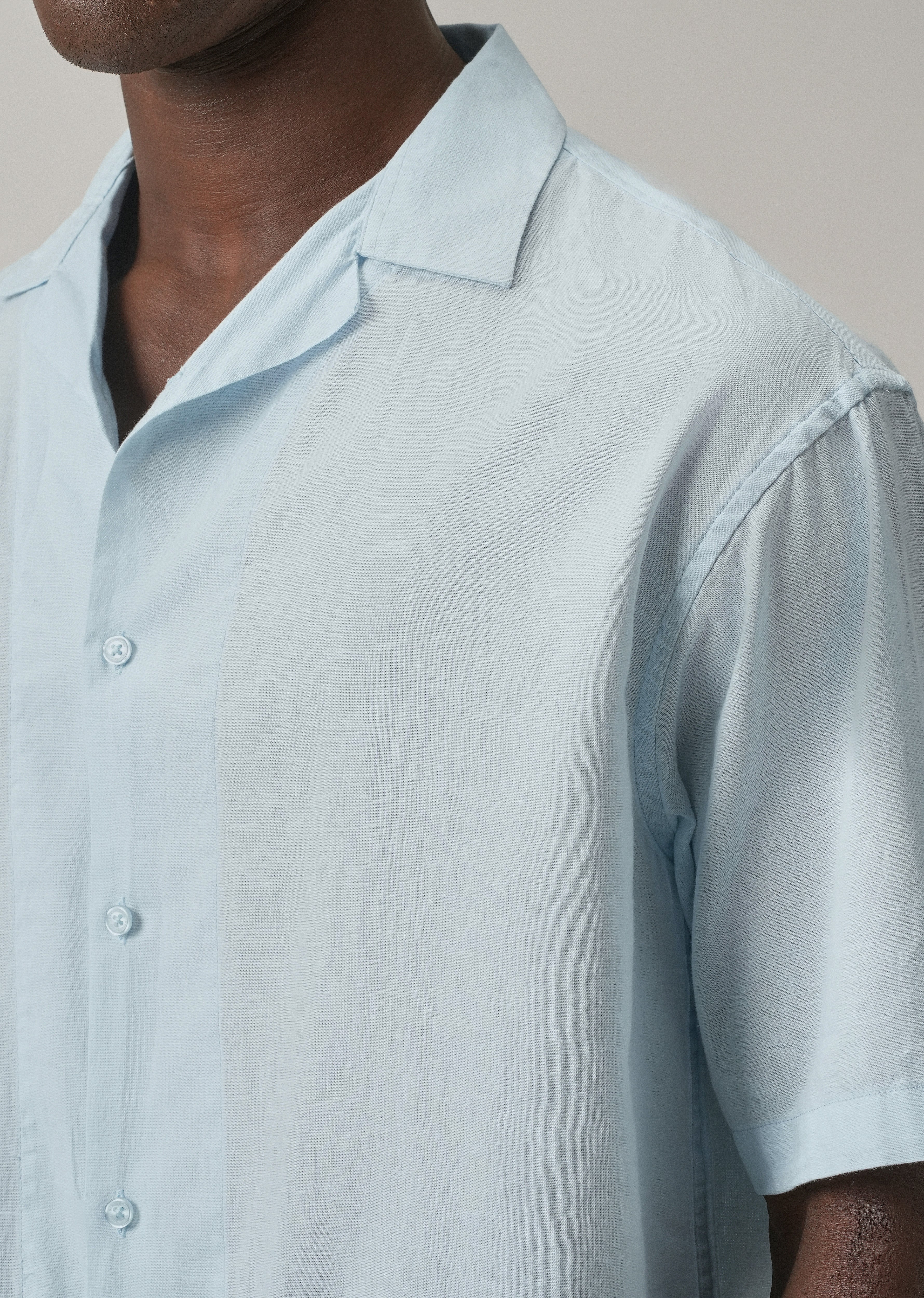 Blue Cotton/Linen Shirt - Image 5