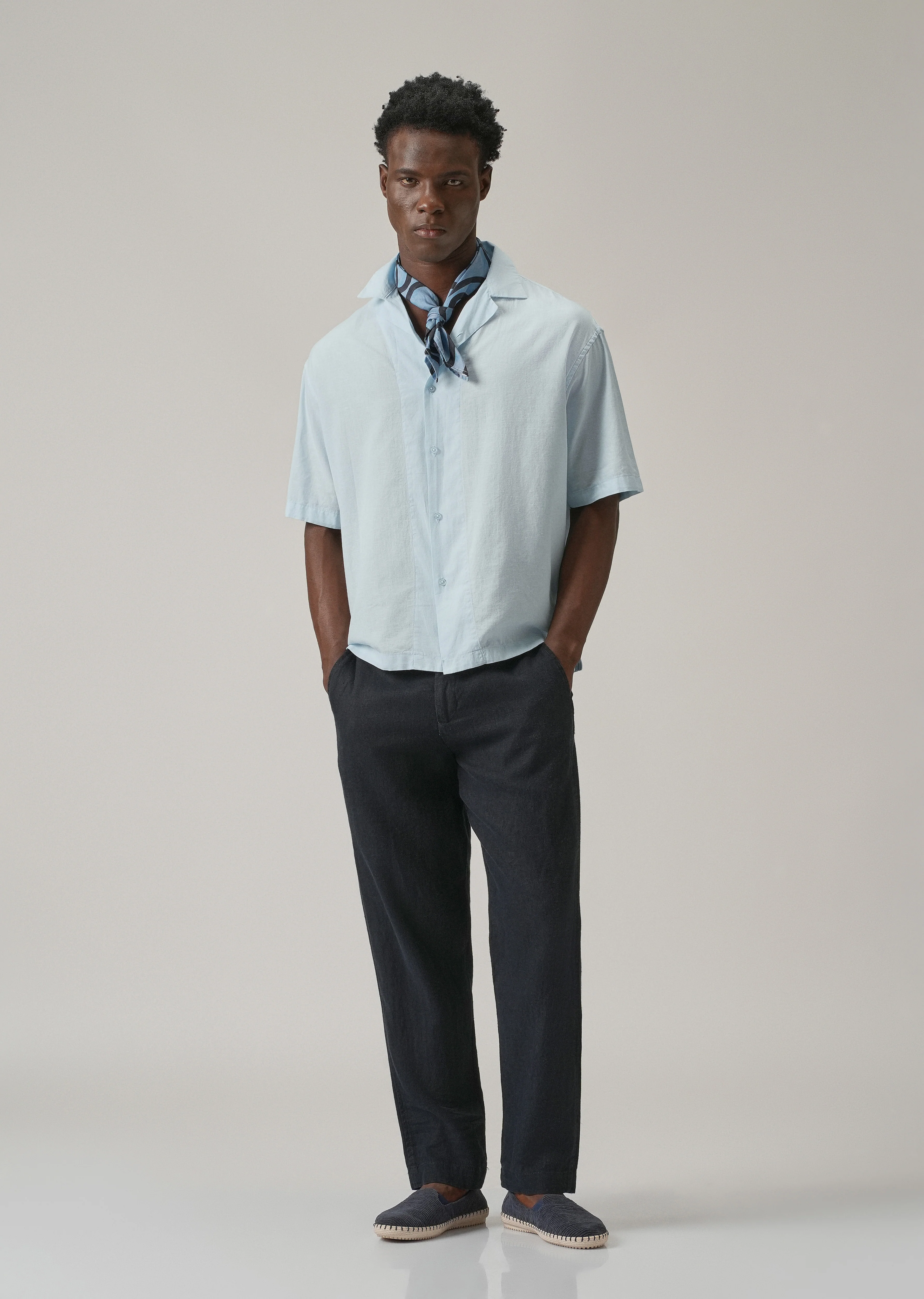 Blue Cotton/Linen Shirt - Image 6