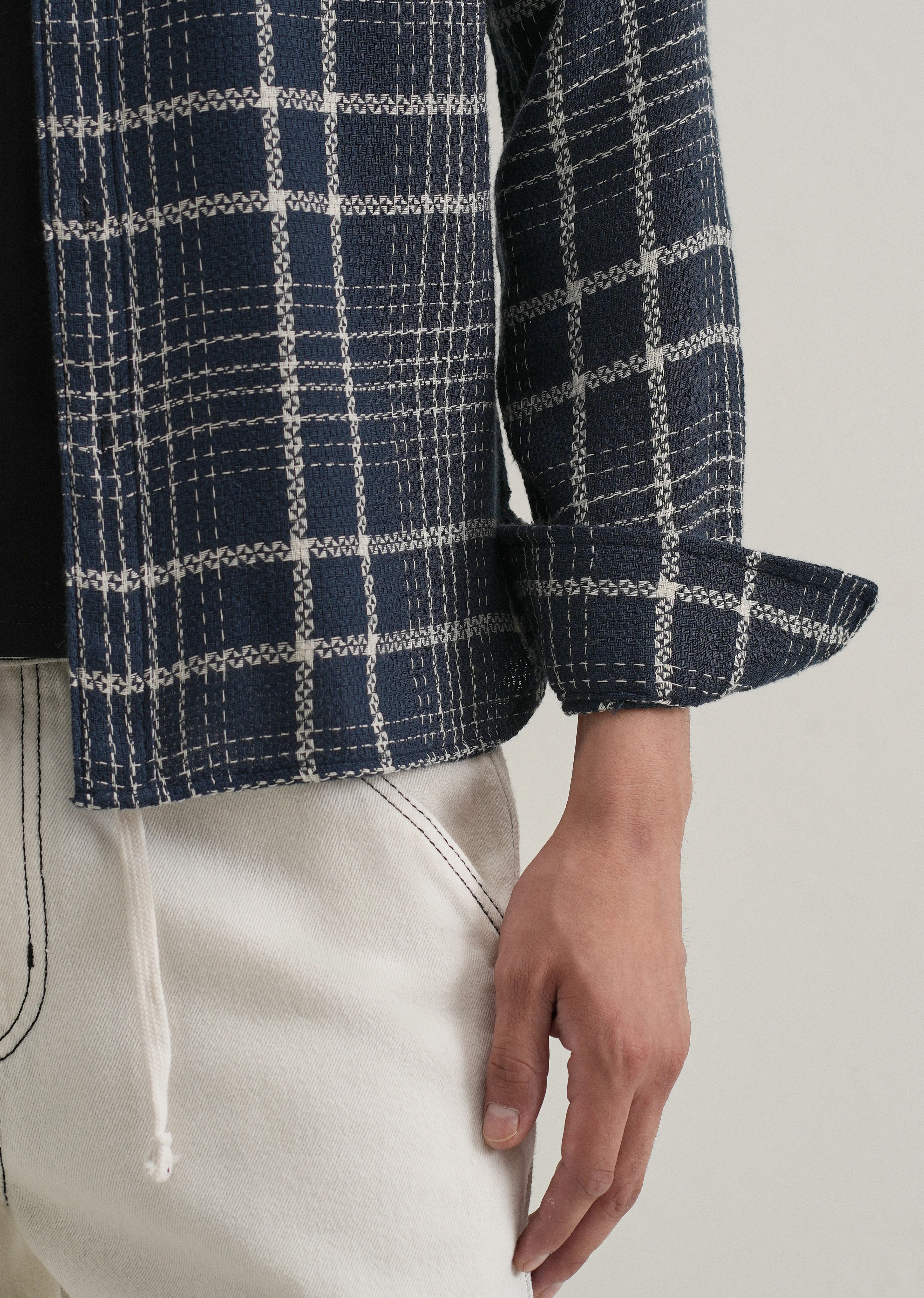 Blue Dobby Check Shirt - Image 2