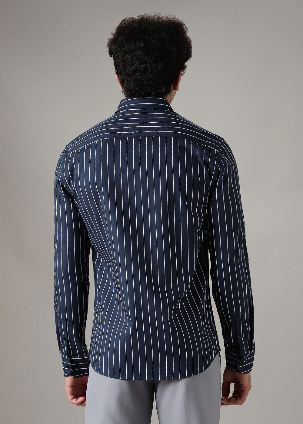 Blue Dobby Stripe Shirt - Image 4