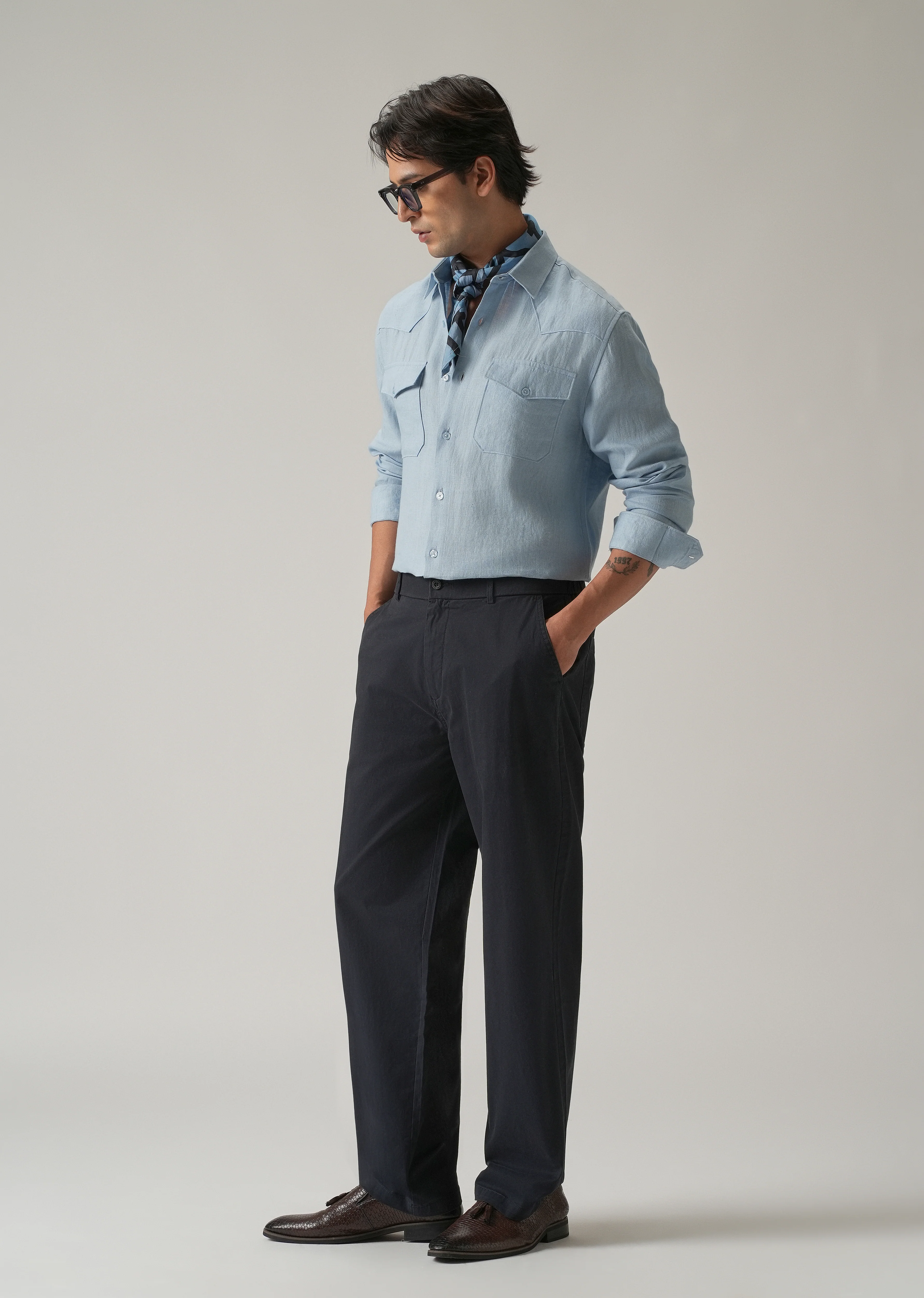 Blue Double Pocket 100% Pure Irish Linen Shirt - Image 6