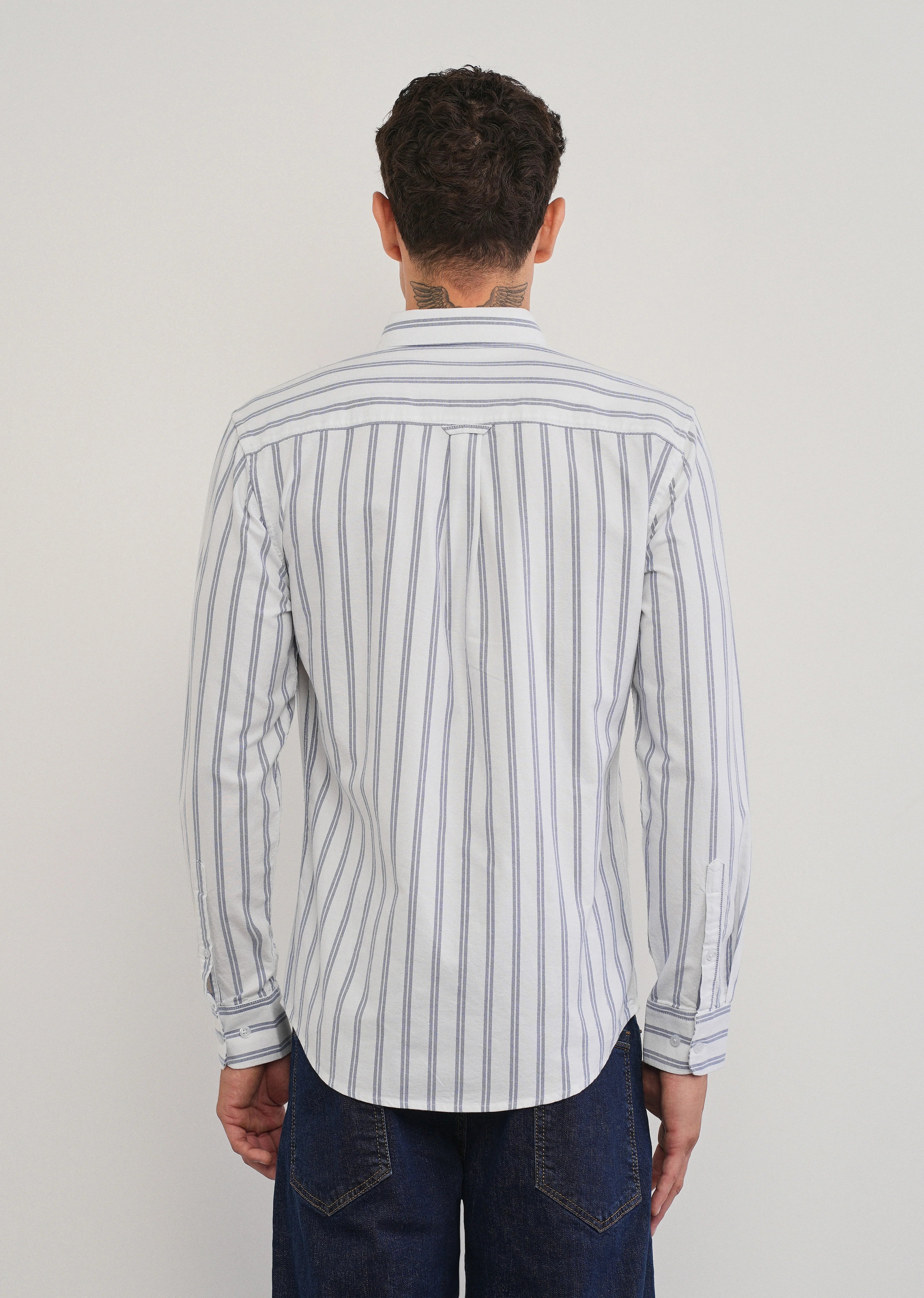 Blue Double Stripe Cotton Shirt - Image 2
