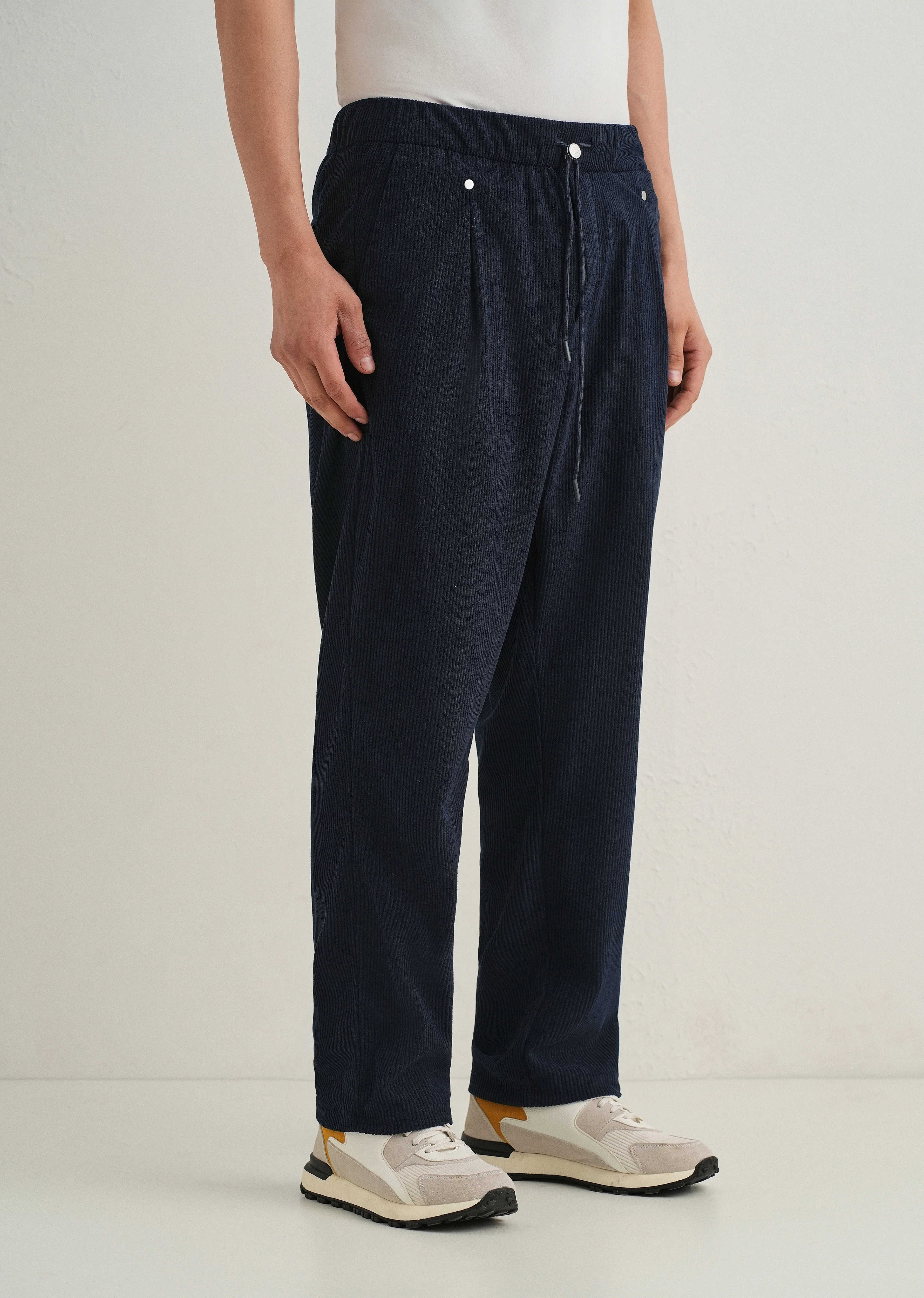 Blue Drawstring Corduroy Pant - Image 4