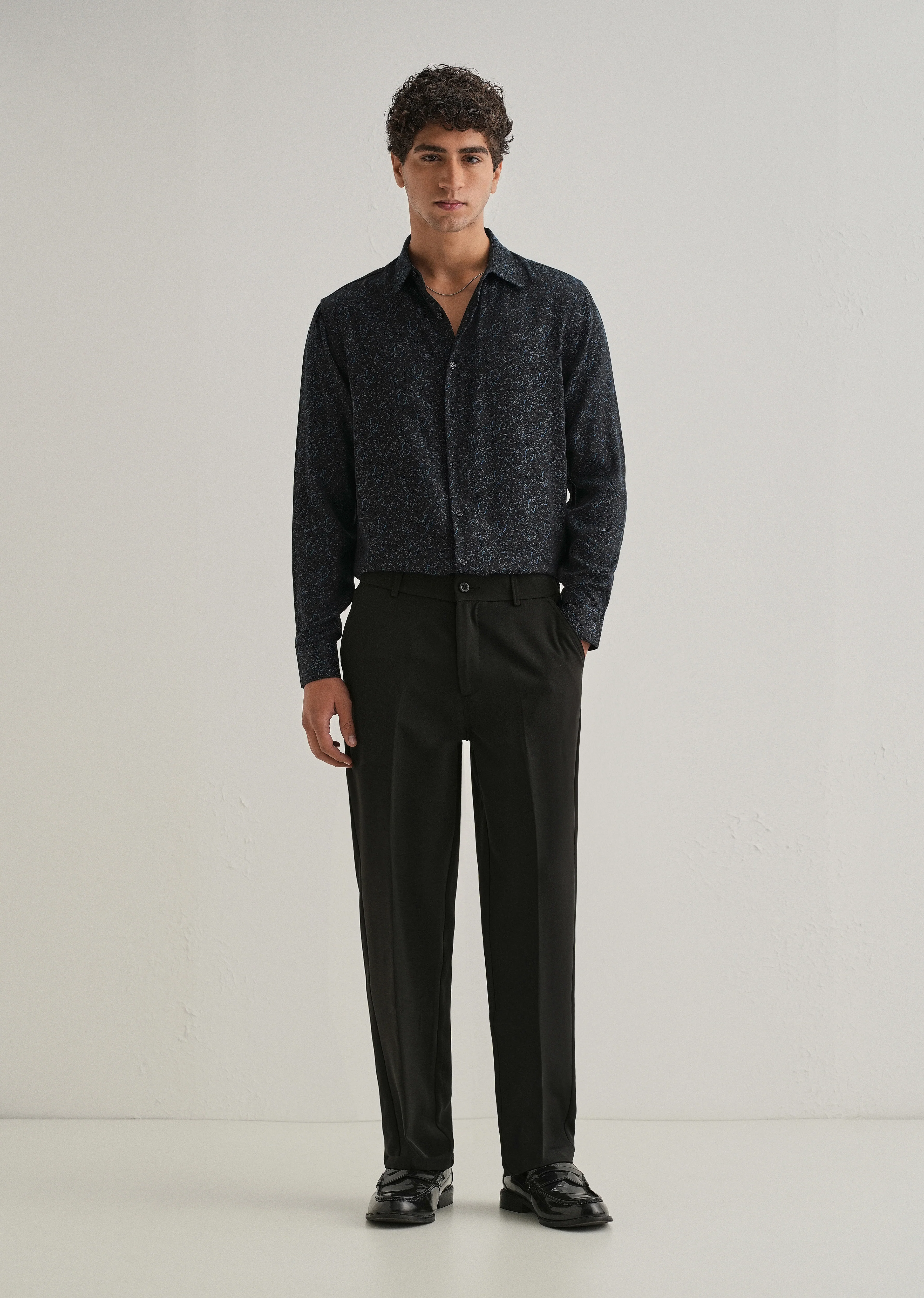 Blue Floral Jacquard Shirt - Image 6
