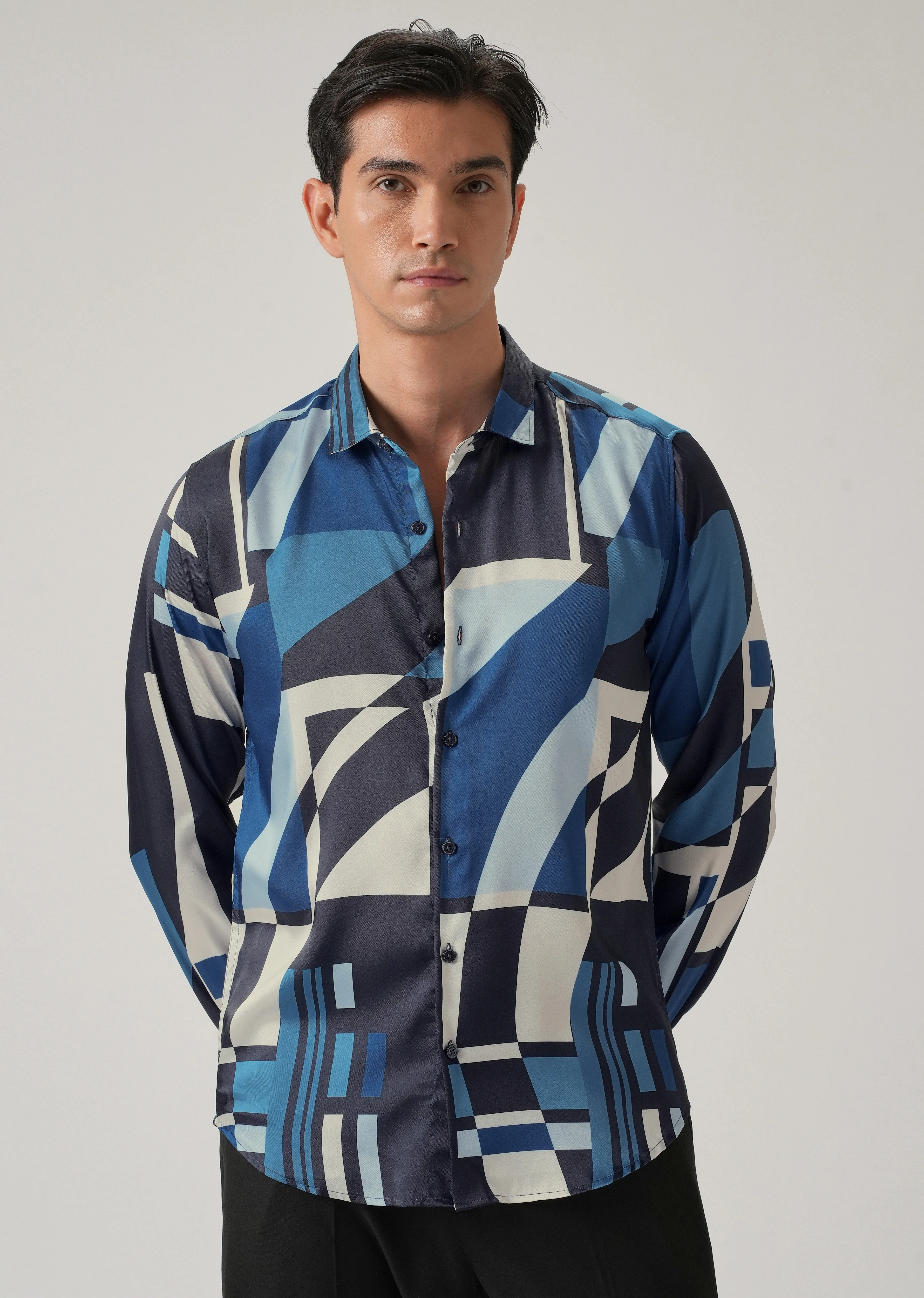 Blue Geo Print Shirt - Image 3