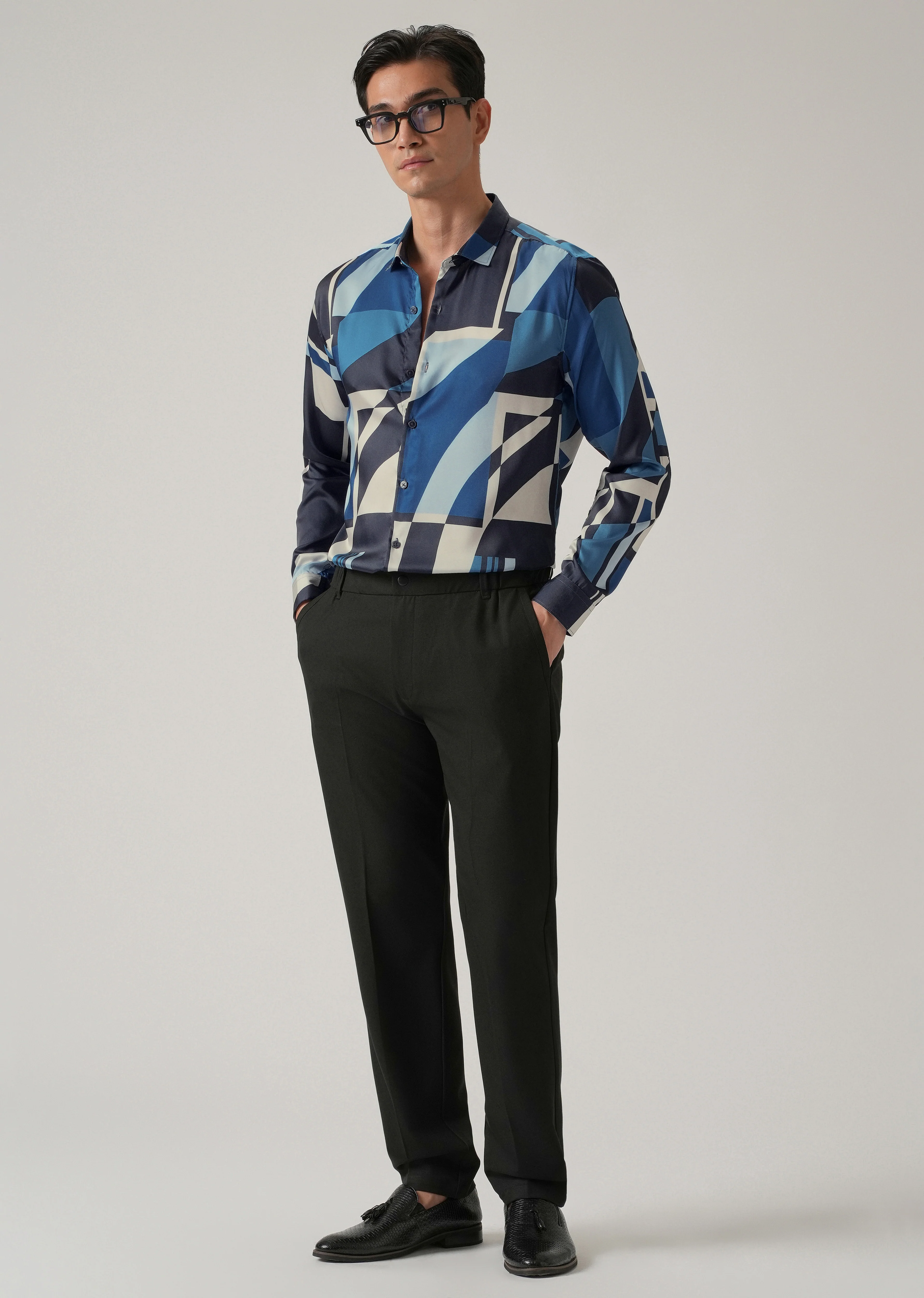 Blue Geo Print Shirt - Image 6
