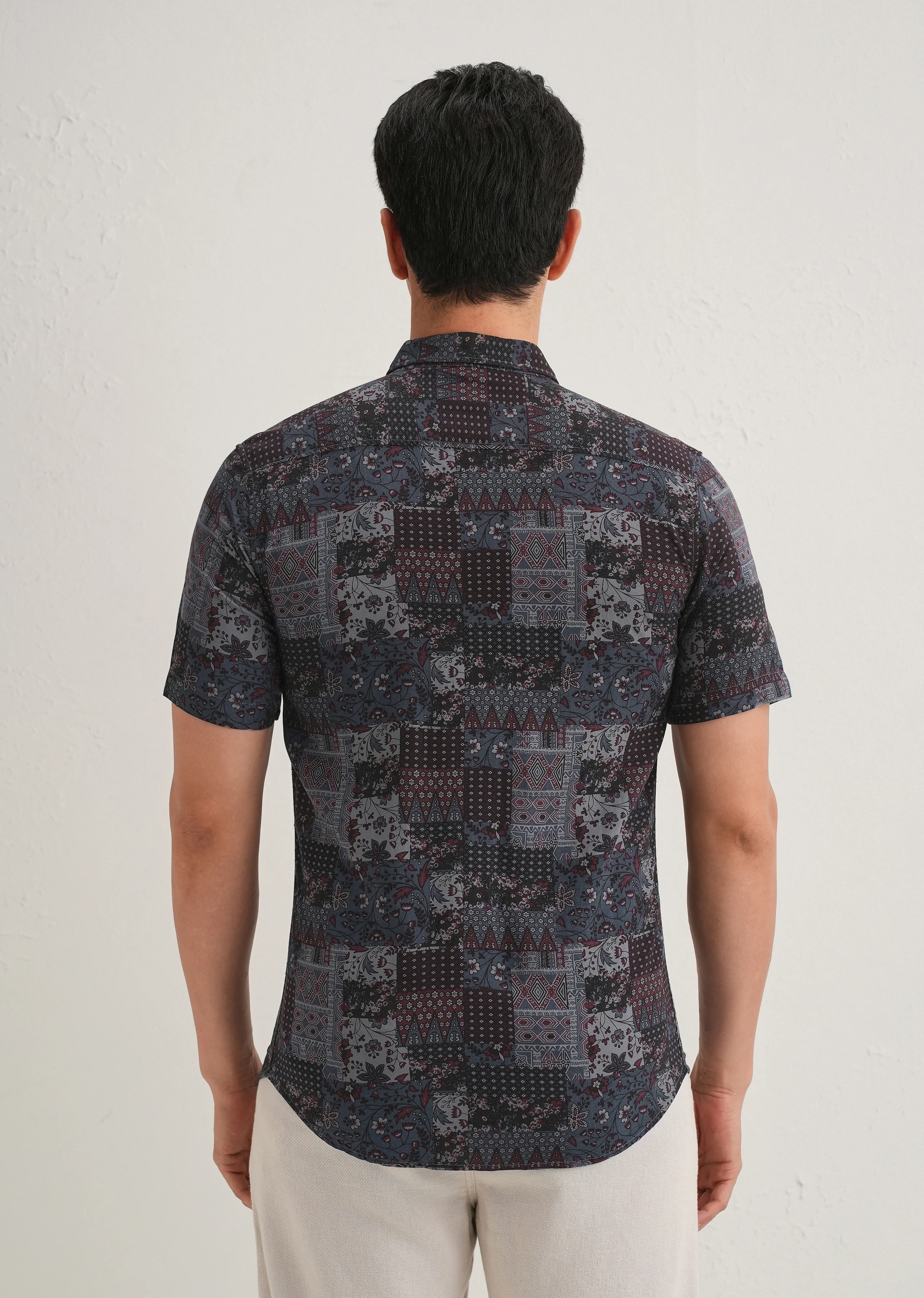 Blue Geometric Print Shirt - Image 2