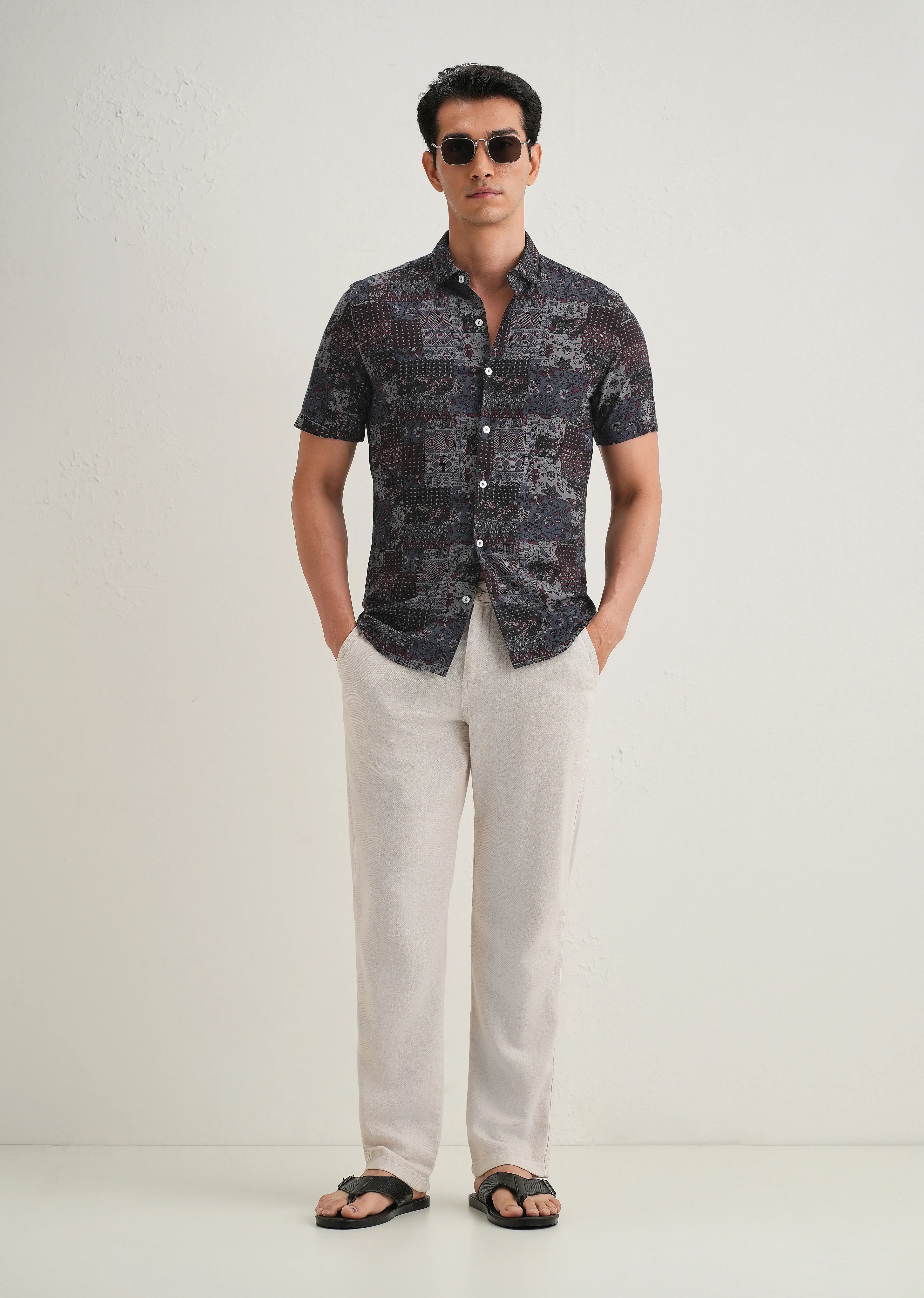 Blue Geometric Print Shirt - Image 6