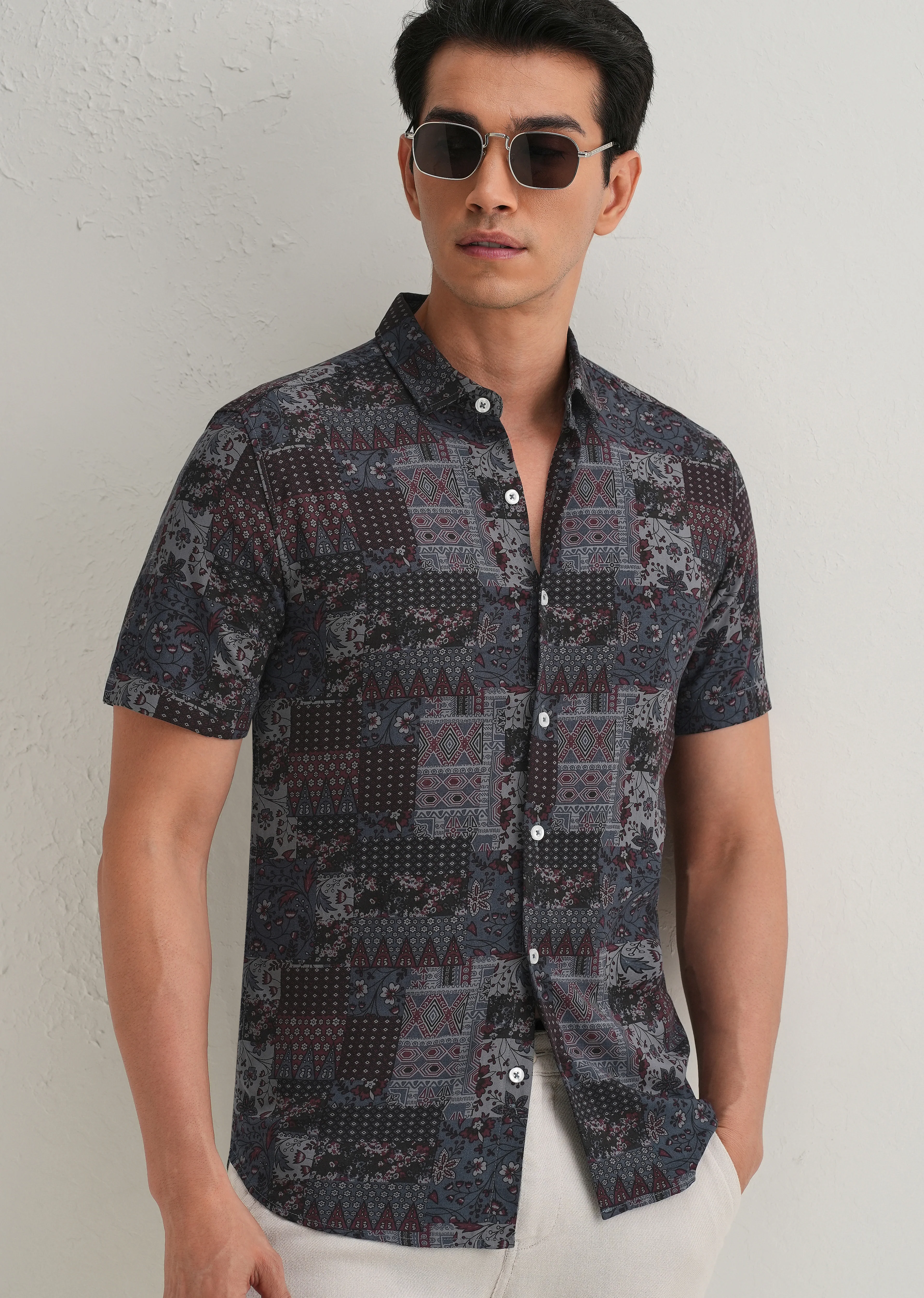 Blue Geometric Print Shirt - Image 7