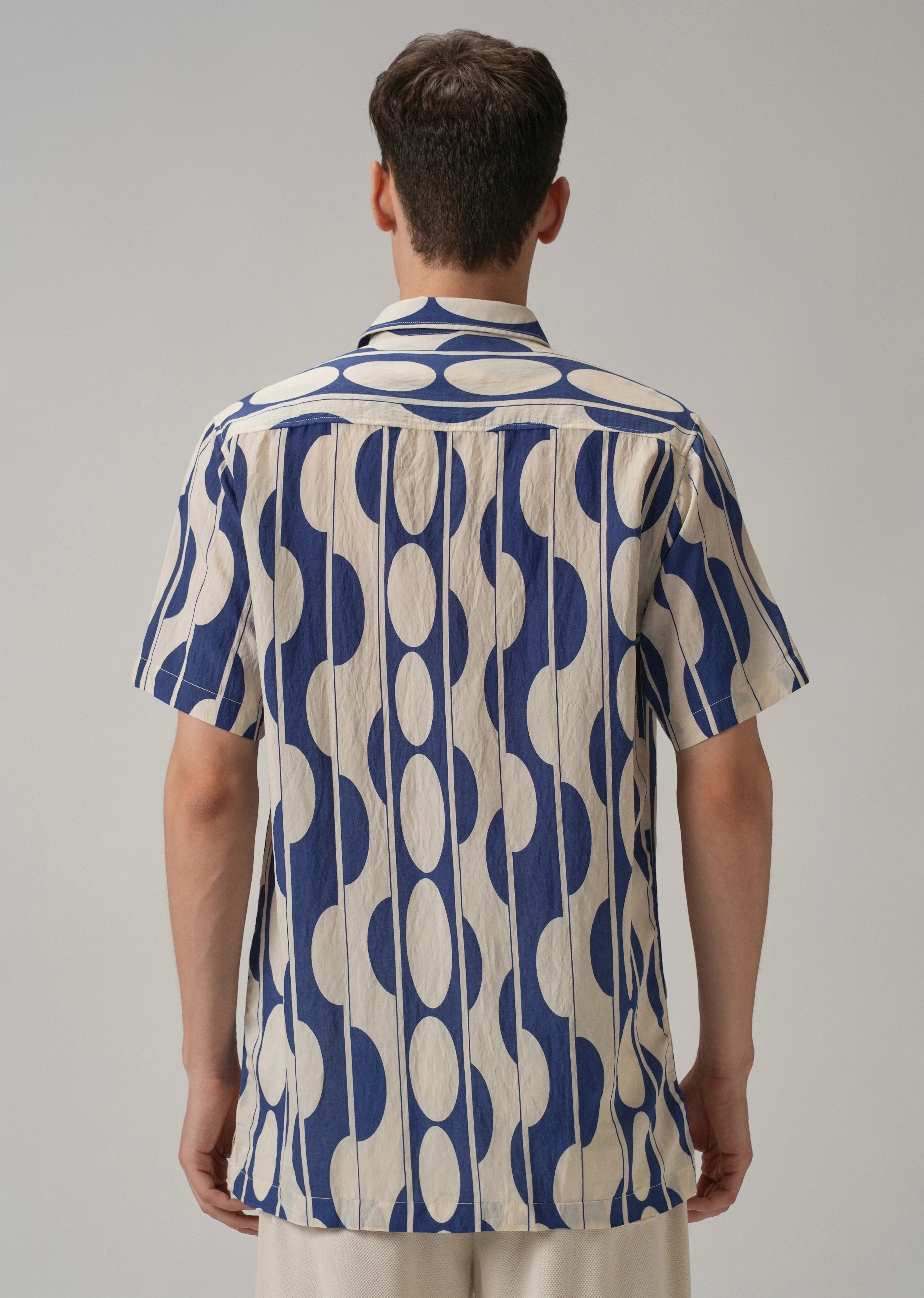 Blue Geometric Printed Shirt - Image 2