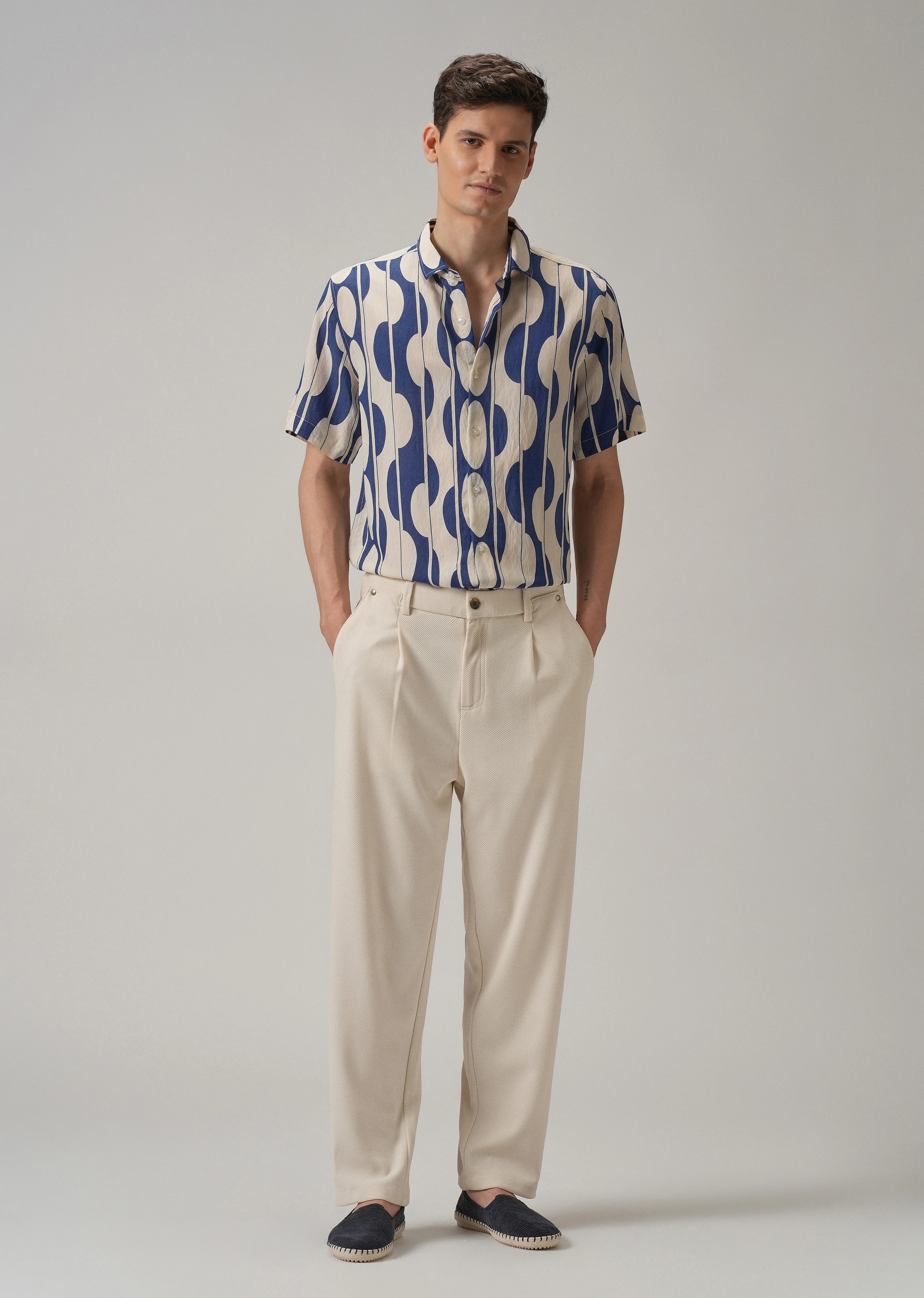 Blue Geometric Printed Shirt - Image 6