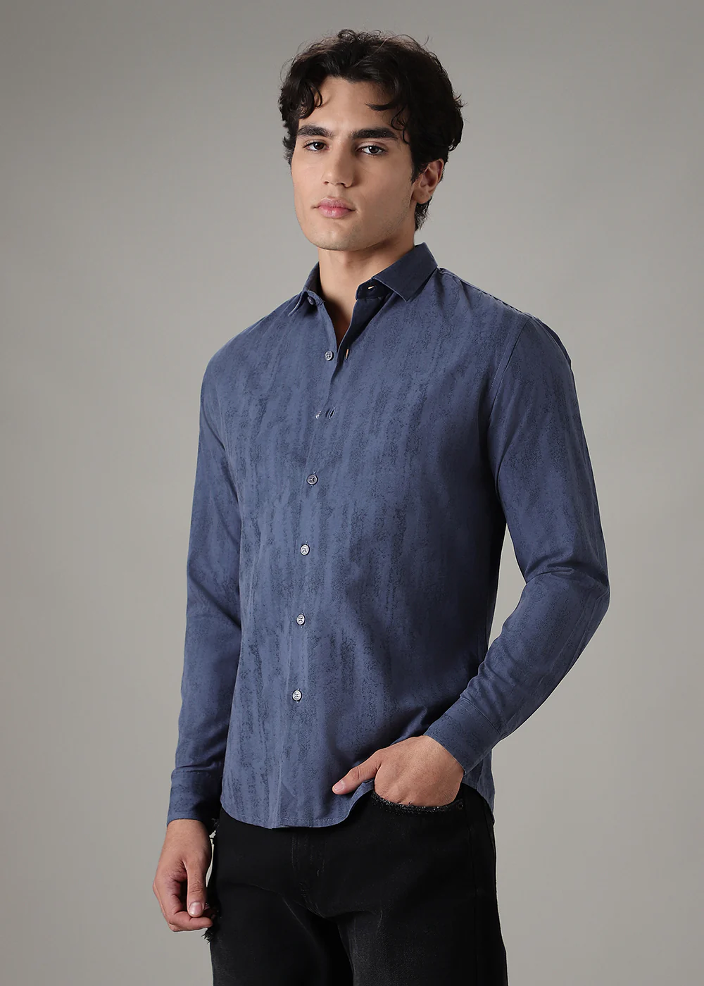 Blue Gradient Printed Shirt - Image 5