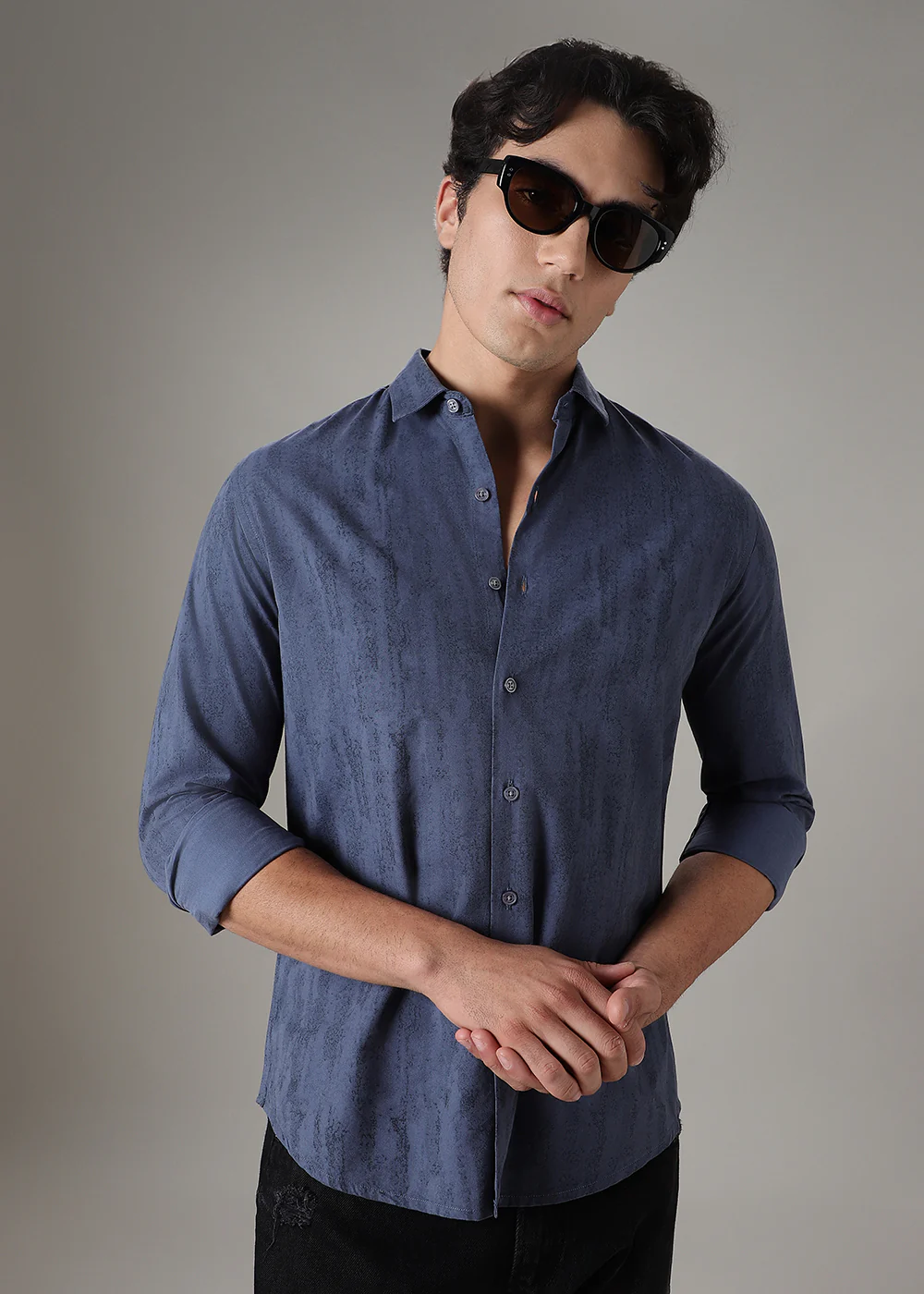 Blue Gradient Printed Shirt - Image 6