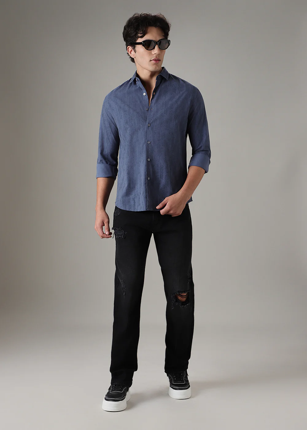 Blue Gradient Printed Shirt - Image 7