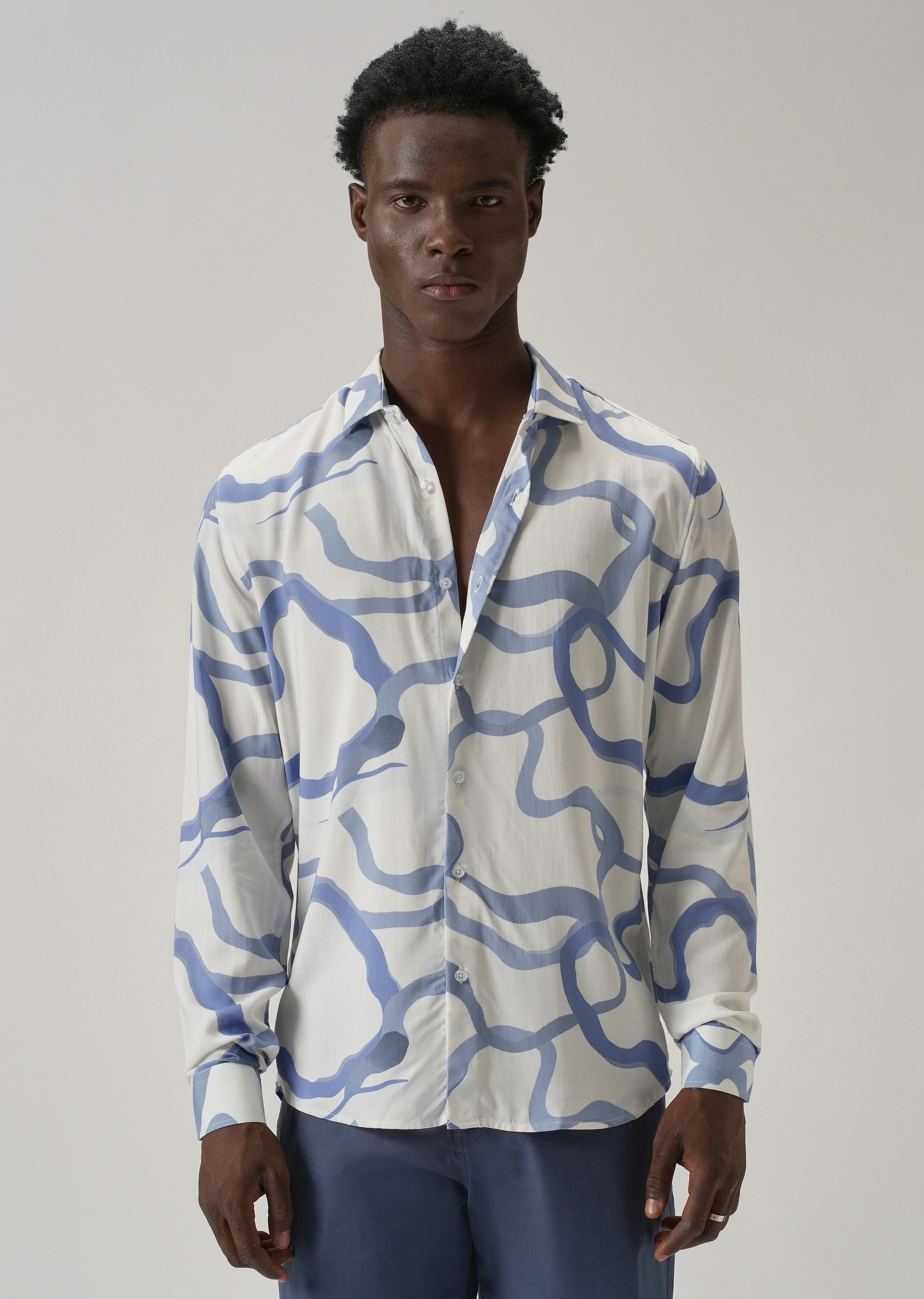 Blue Graffiti Printed Shirt - Image 3