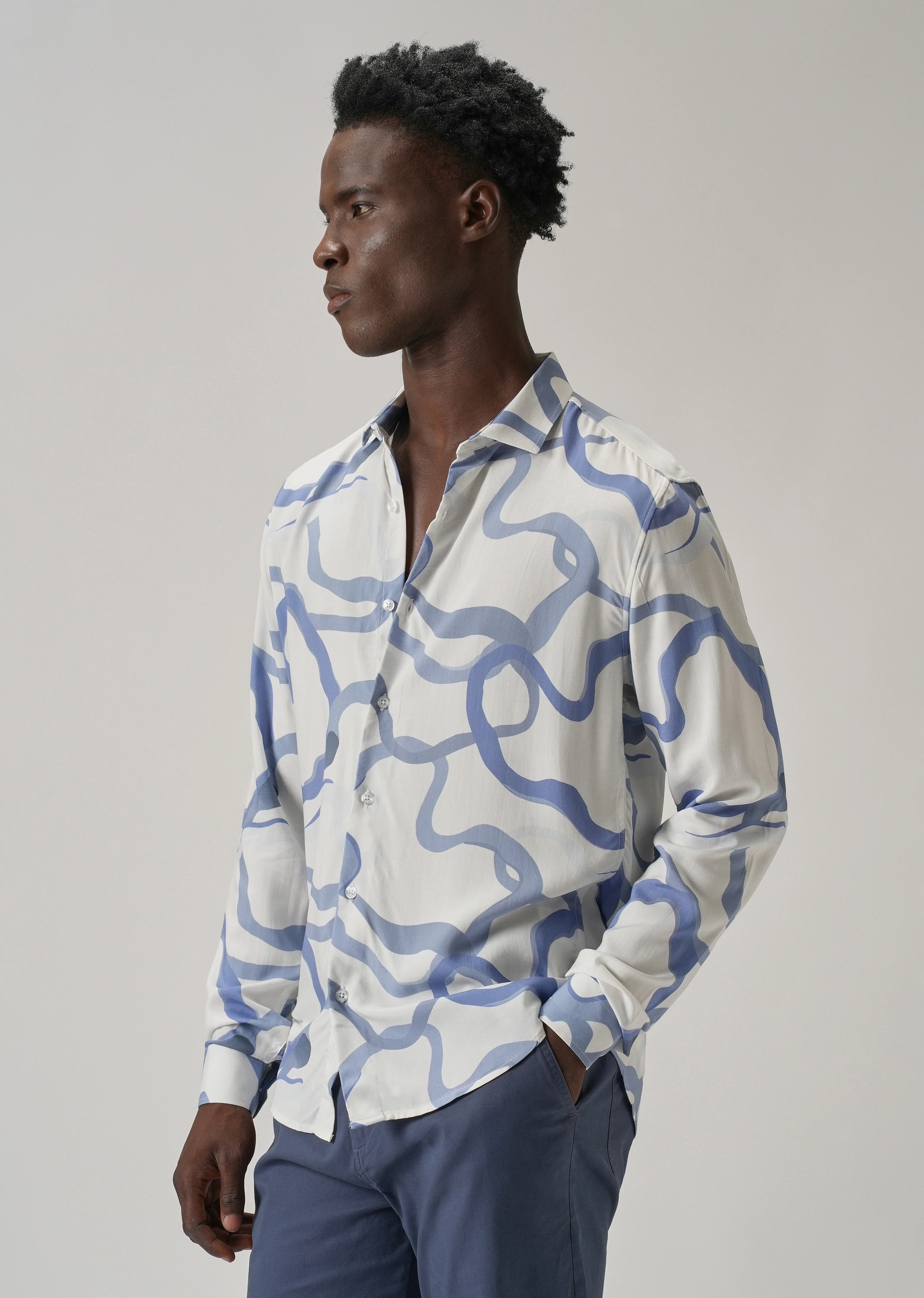 Blue Graffiti Printed Shirt - Image 4