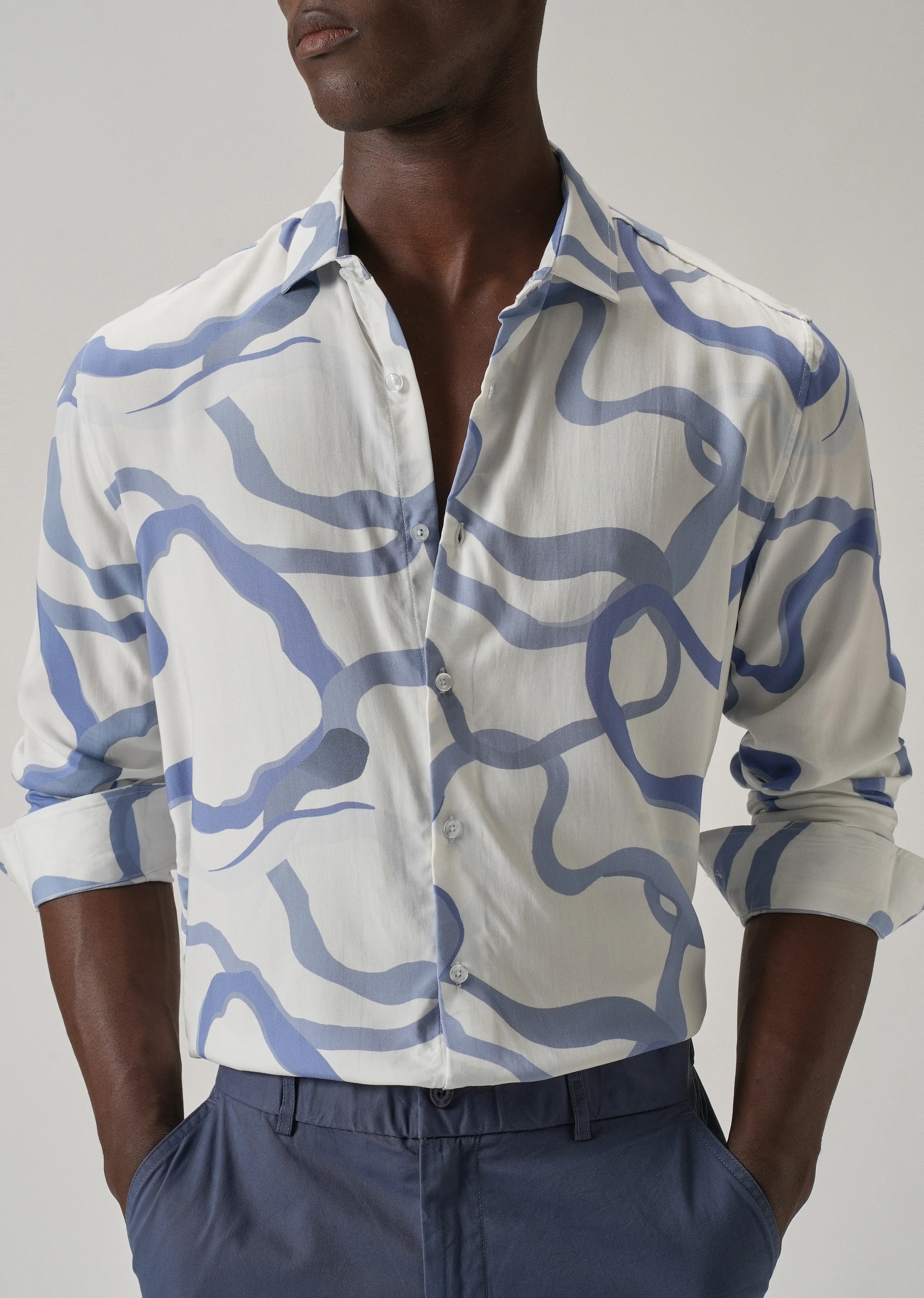 Blue Graffiti Printed Shirt - Image 7