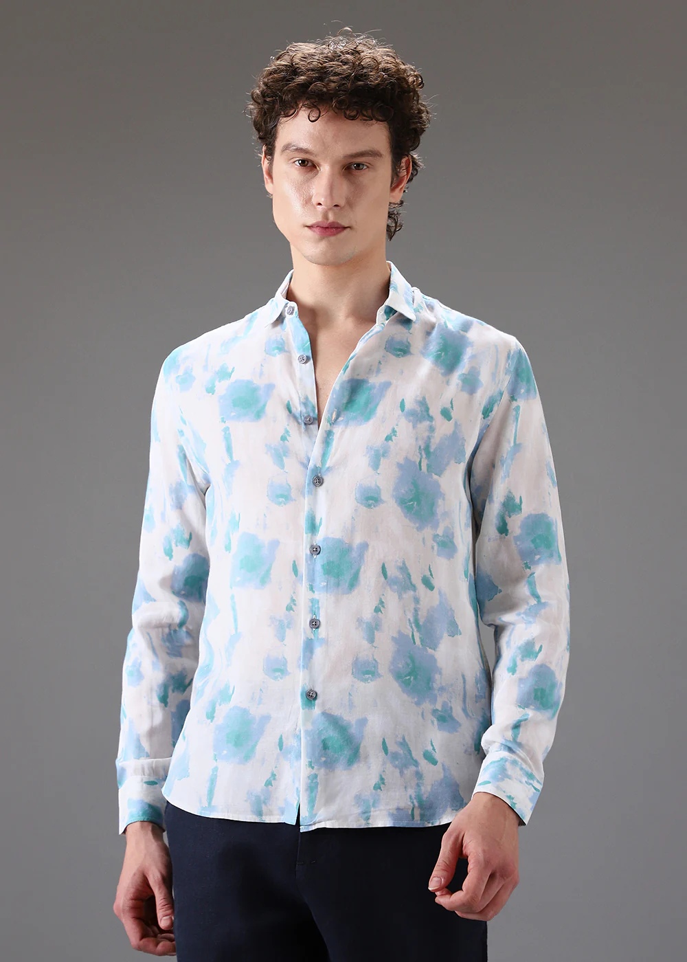 Blue Green Printed Shirt - Image 3