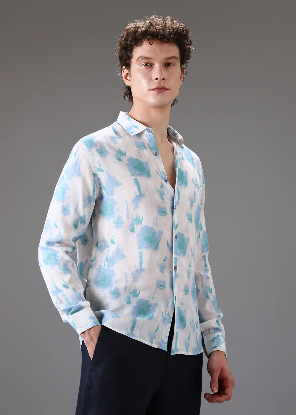 Blue Green Printed Shirt - Image 5