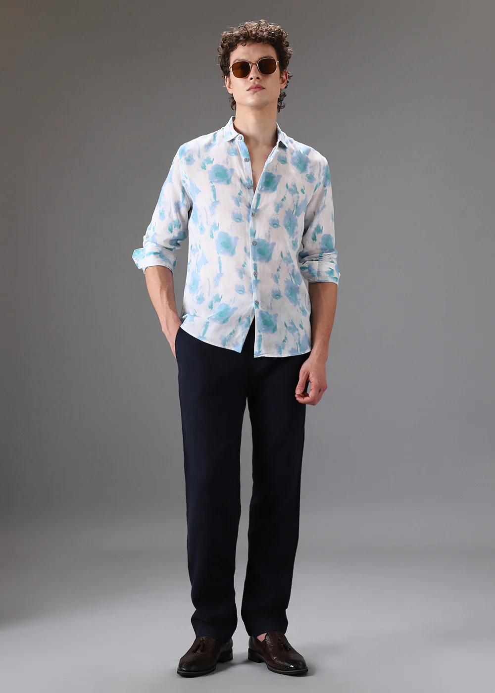 Blue Green Printed Shirt - Image 6