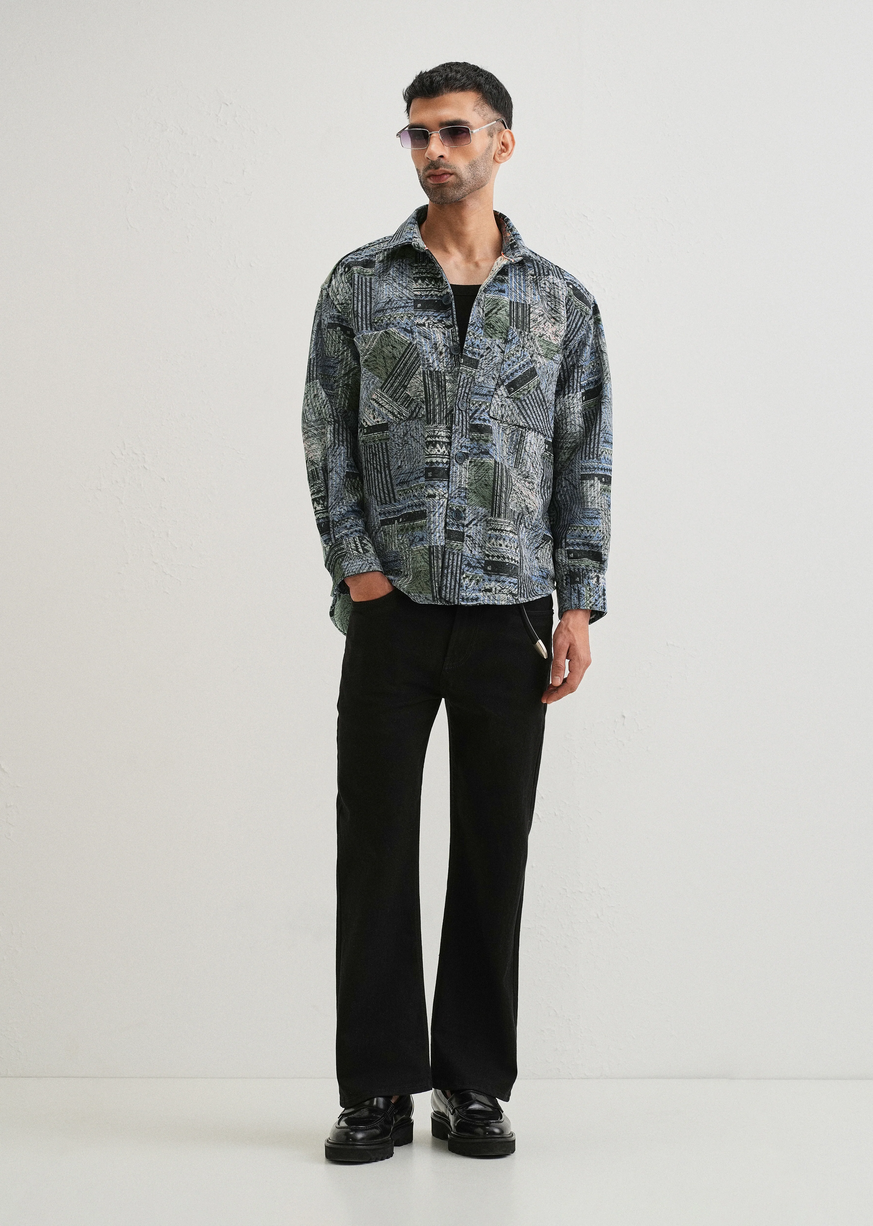 Blue Line Abstract Regular Fit Shacket - Image 6