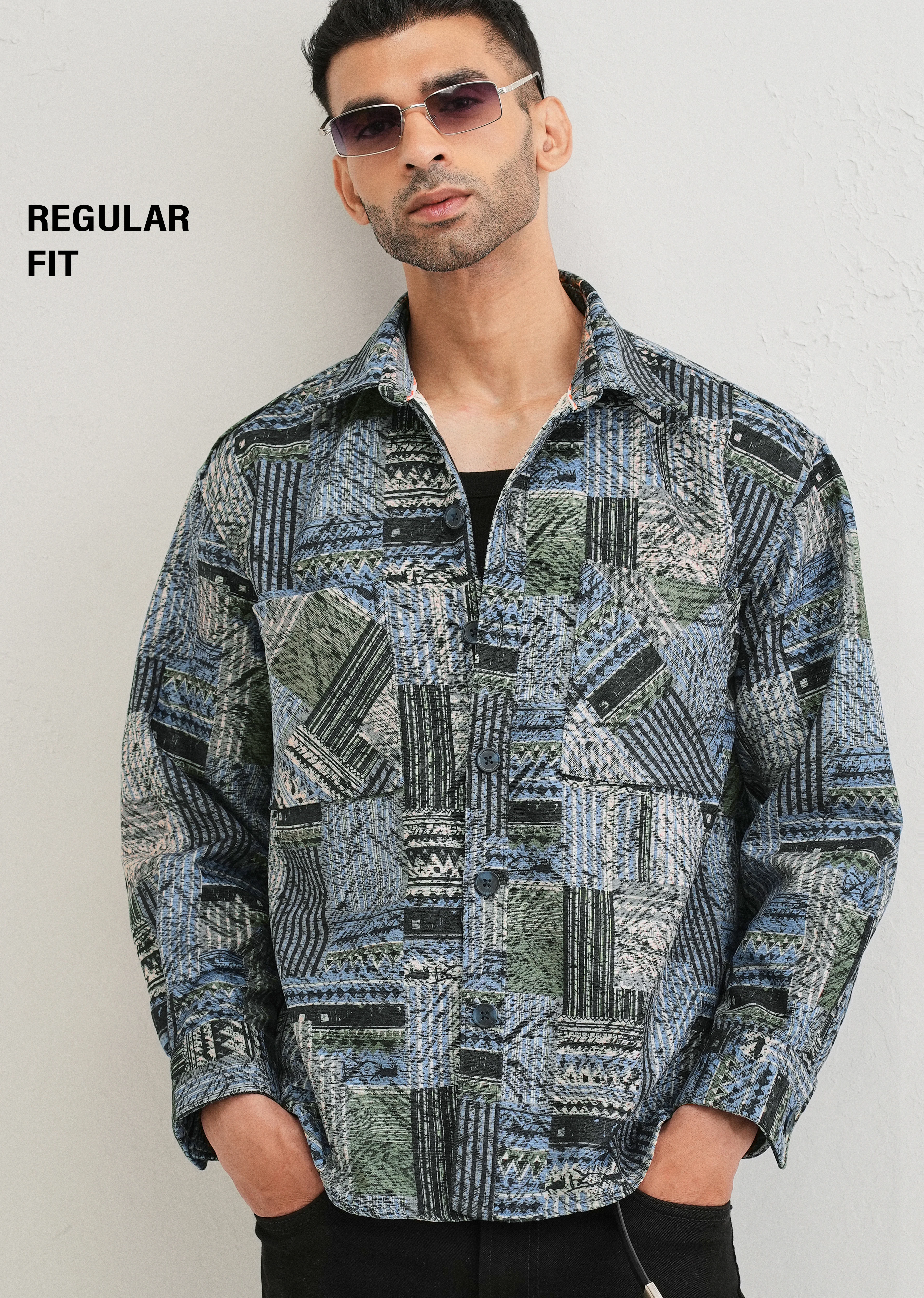 Blue Line Abstract Regular Fit Shacket - Image 7