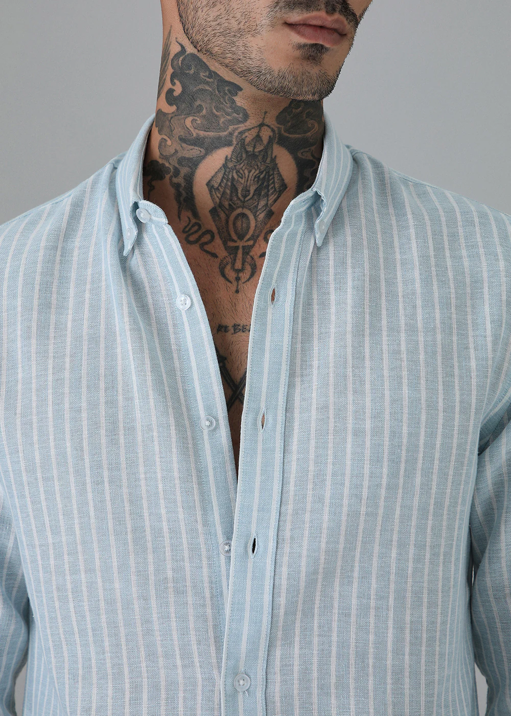 Blue Linen Stripe Shirt - Image 2