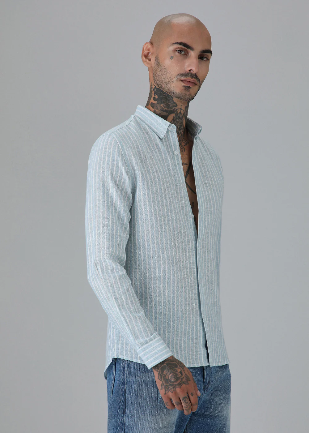 Blue Linen Stripe Shirt - Image 5