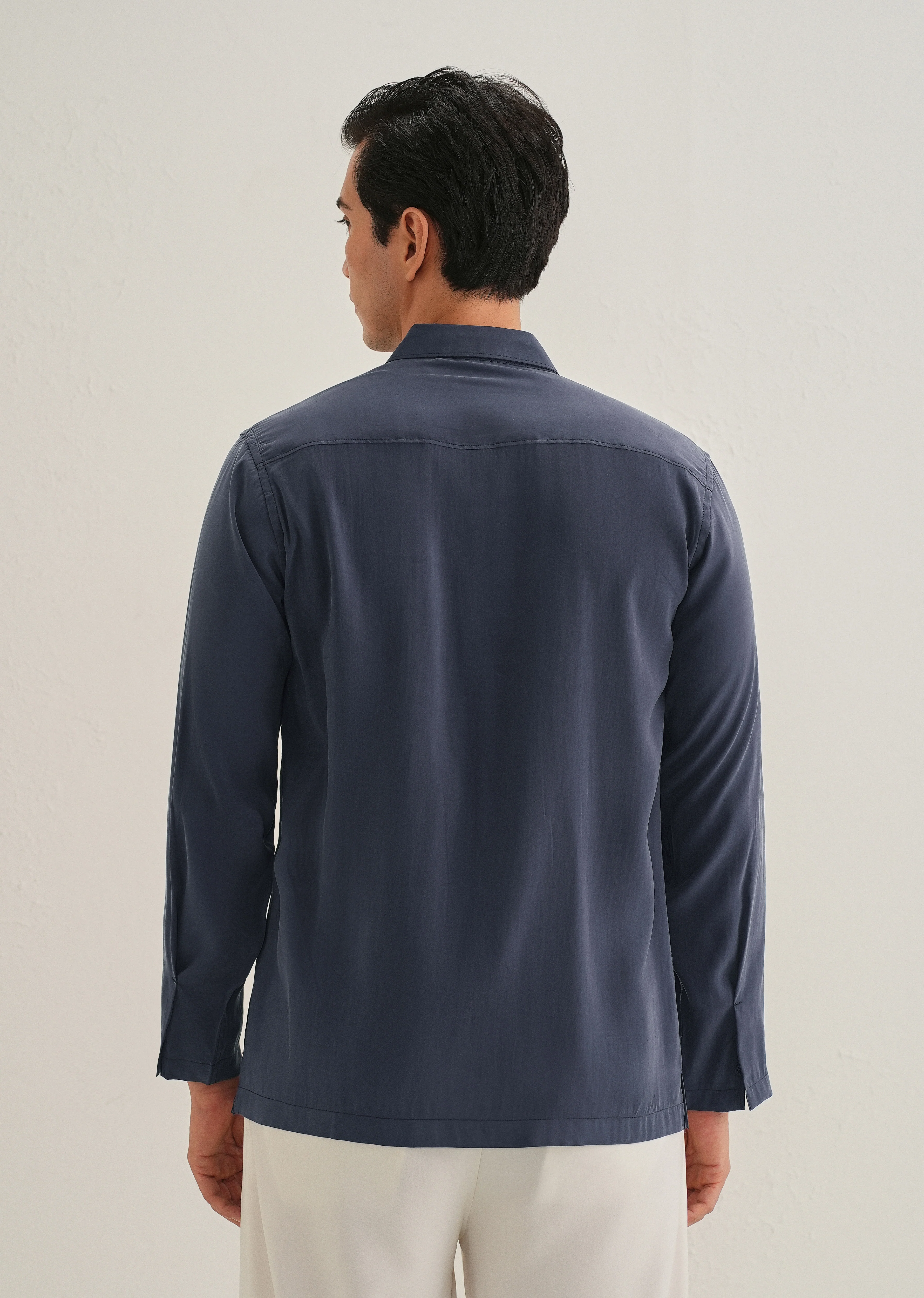 Blue Loop Button-Down Plain Shirt - Image 4