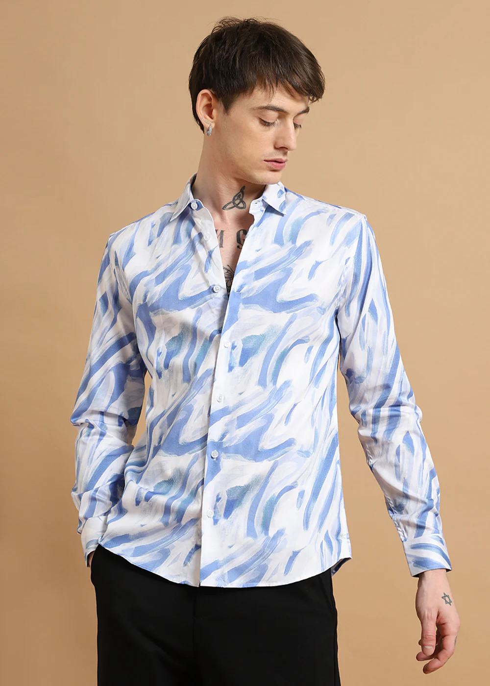 Blue Marble Printed shirt - Image 4