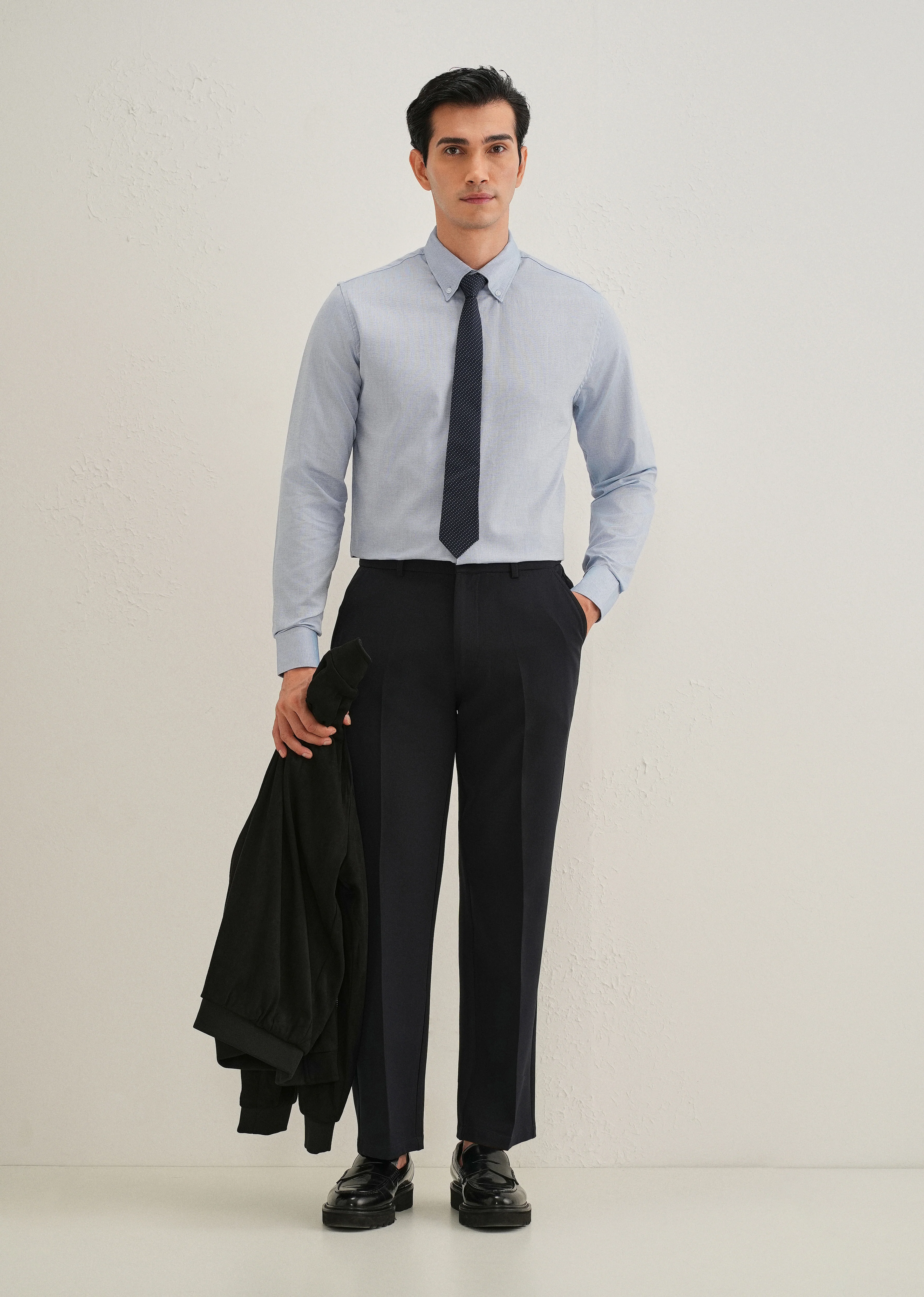 Blue Micro-Check Cotton Shirt - Image 6