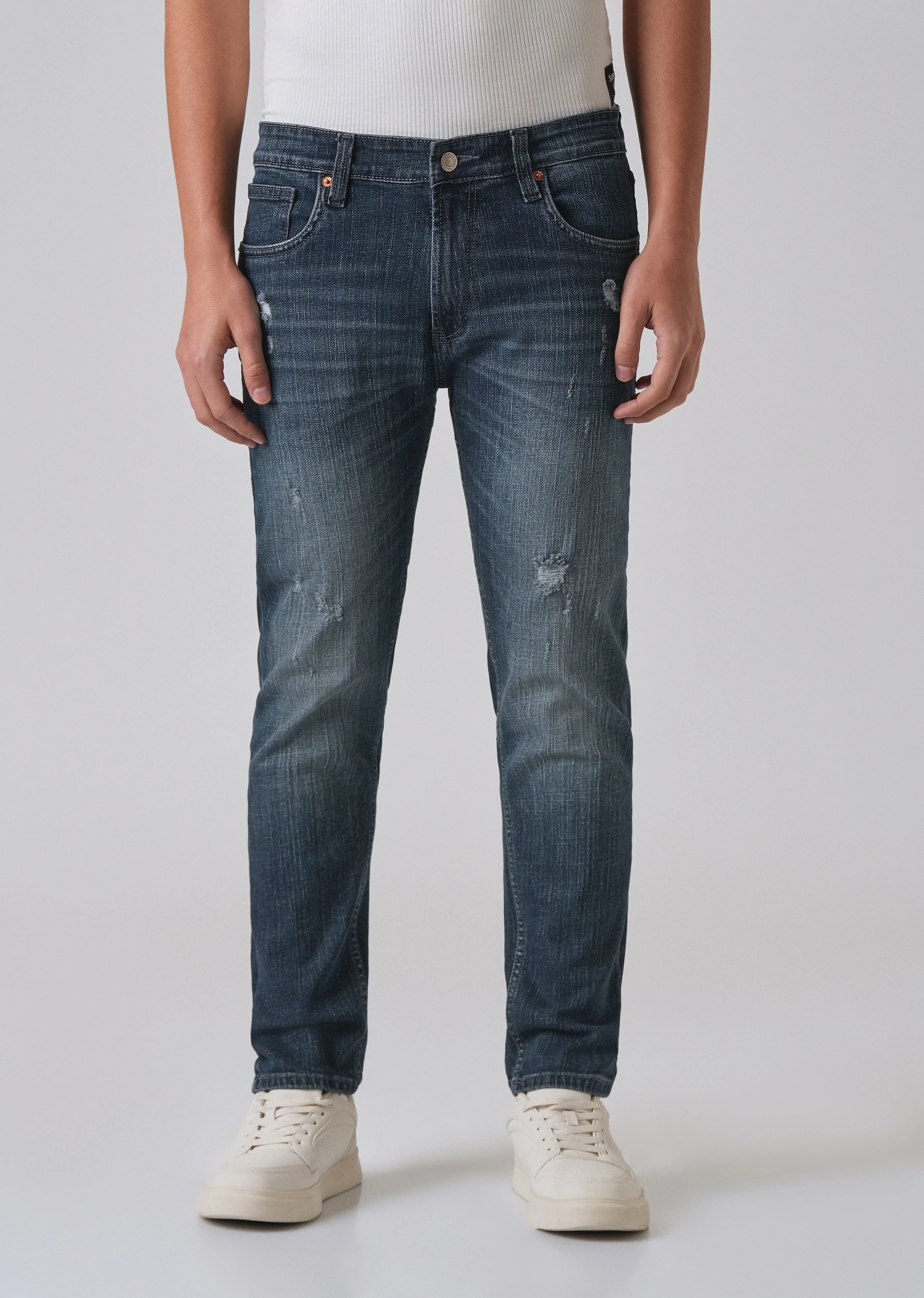 Blue Mid Fade Ankle Slim Fit Denim - Image 3