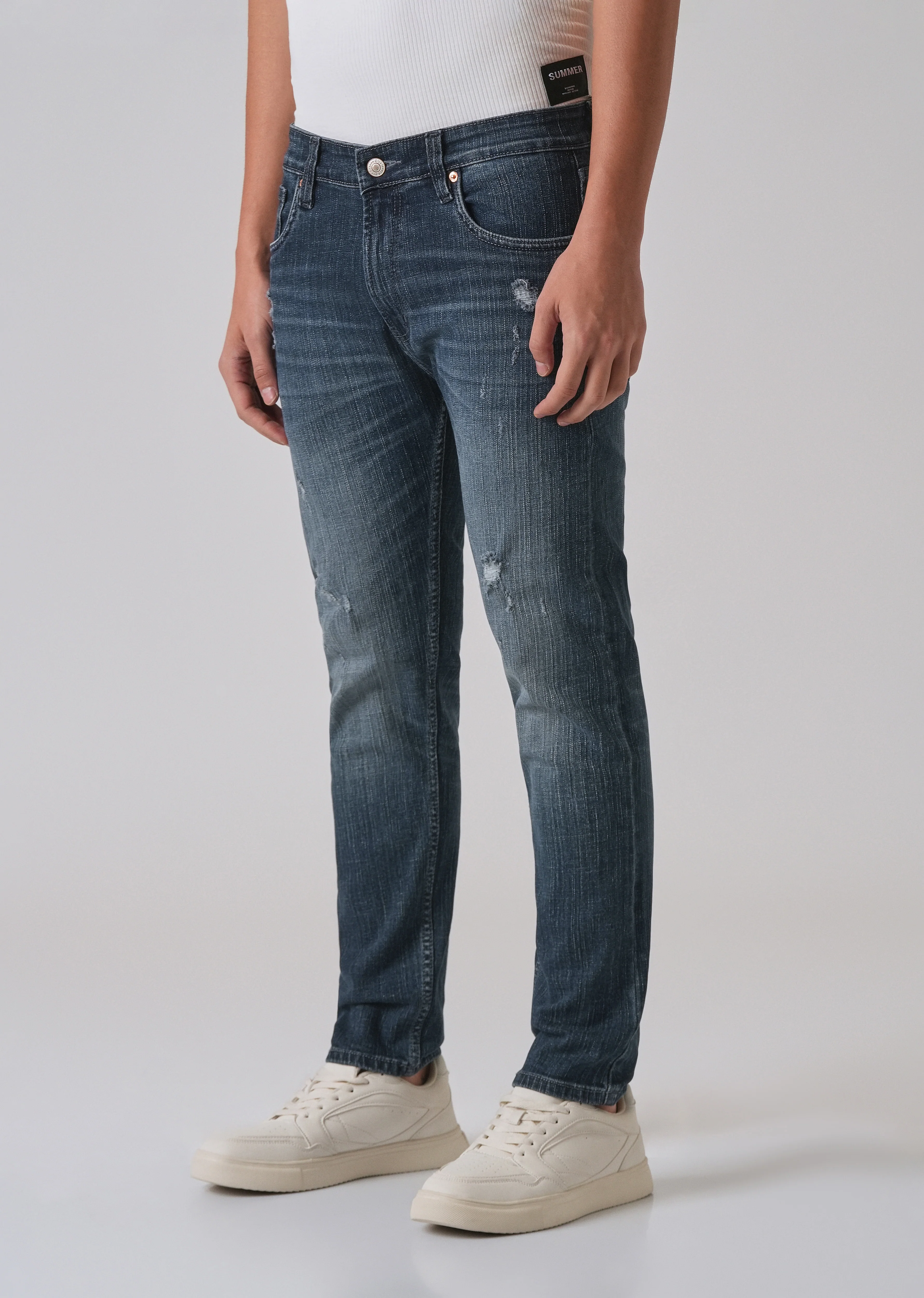 Blue Mid Fade Ankle Slim Fit Denim - Image 4