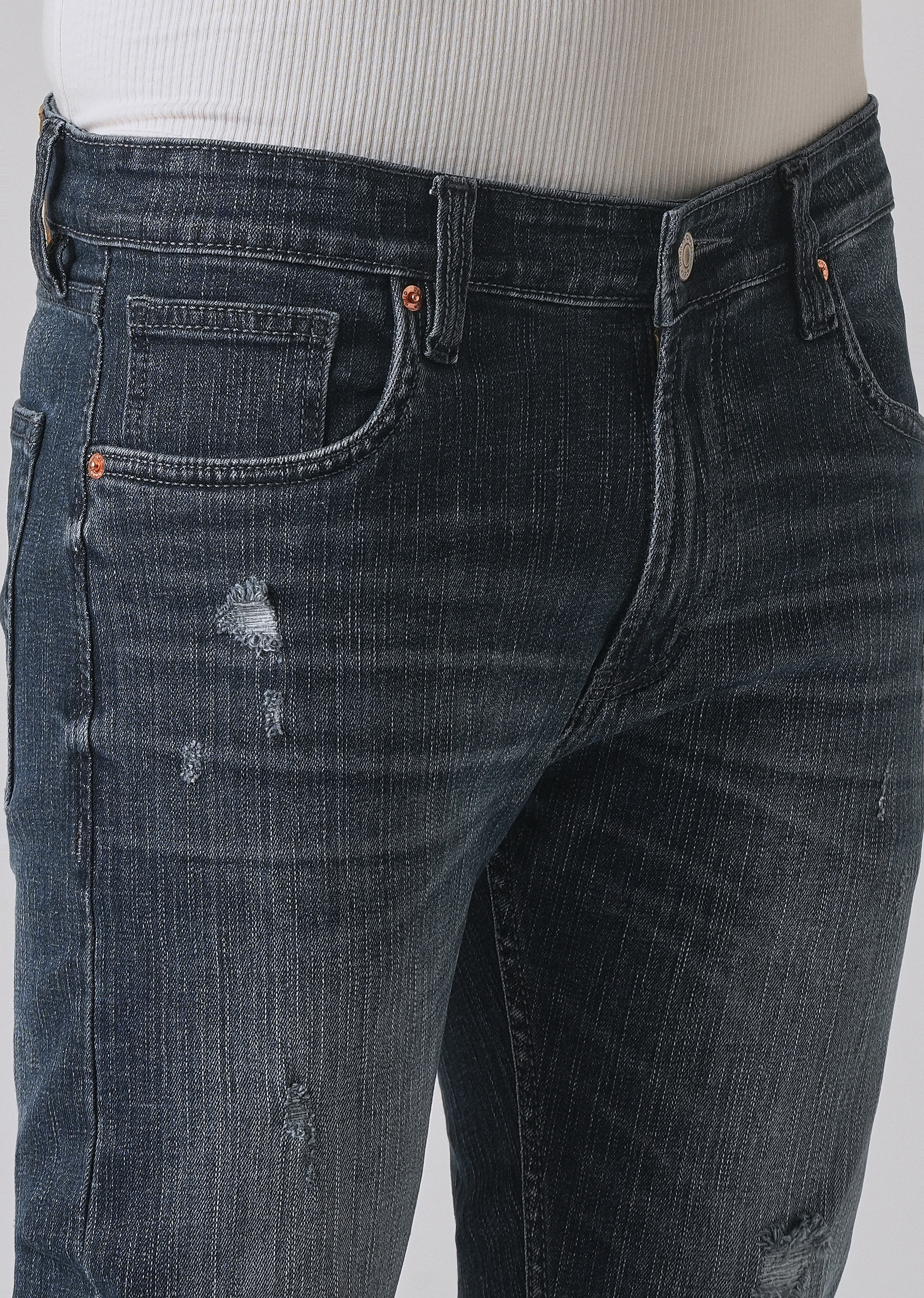 Blue Mid Fade Ankle Slim Fit Denim - Image 5
