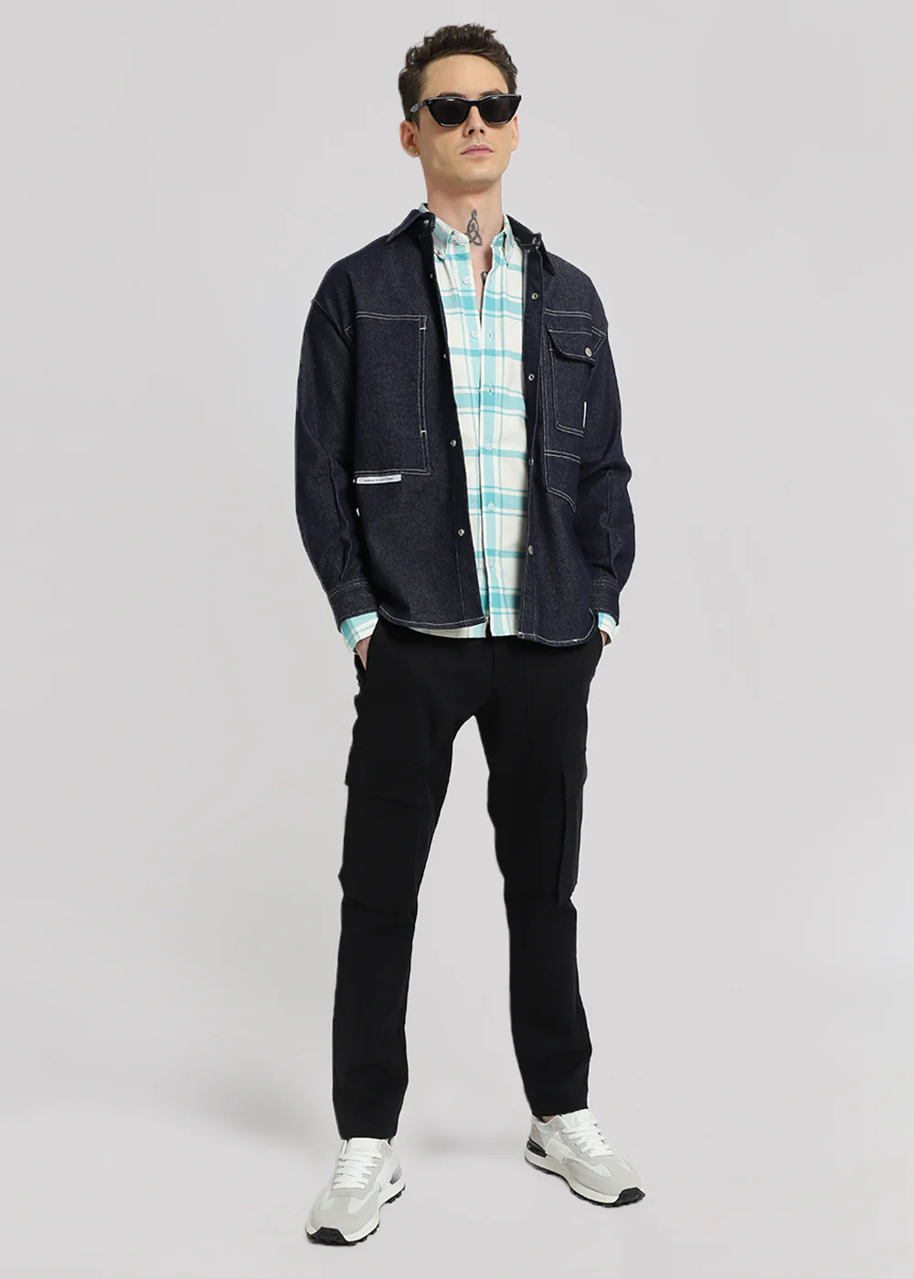 Blue Oxford Cotton Check Shirt - Image 6