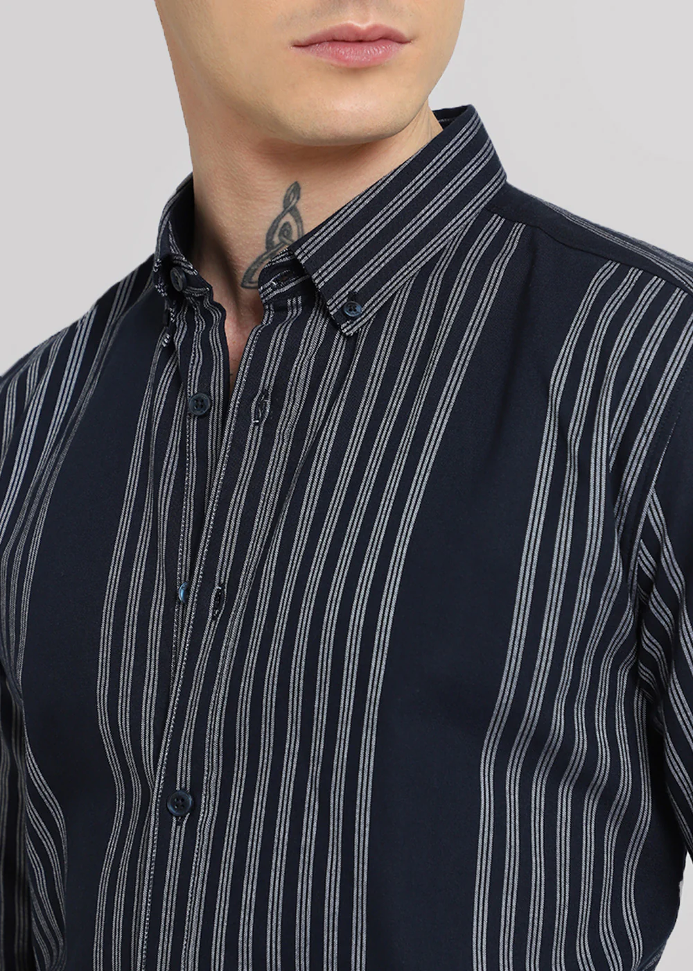 Blue Oxford Stripe Cotton Shirt - Image 2