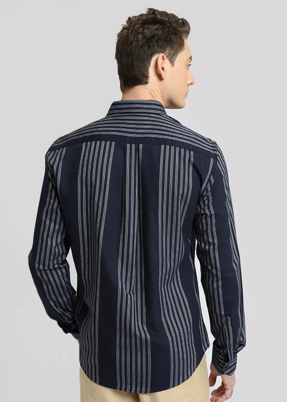 Blue Oxford Stripe Cotton Shirt - Image 4