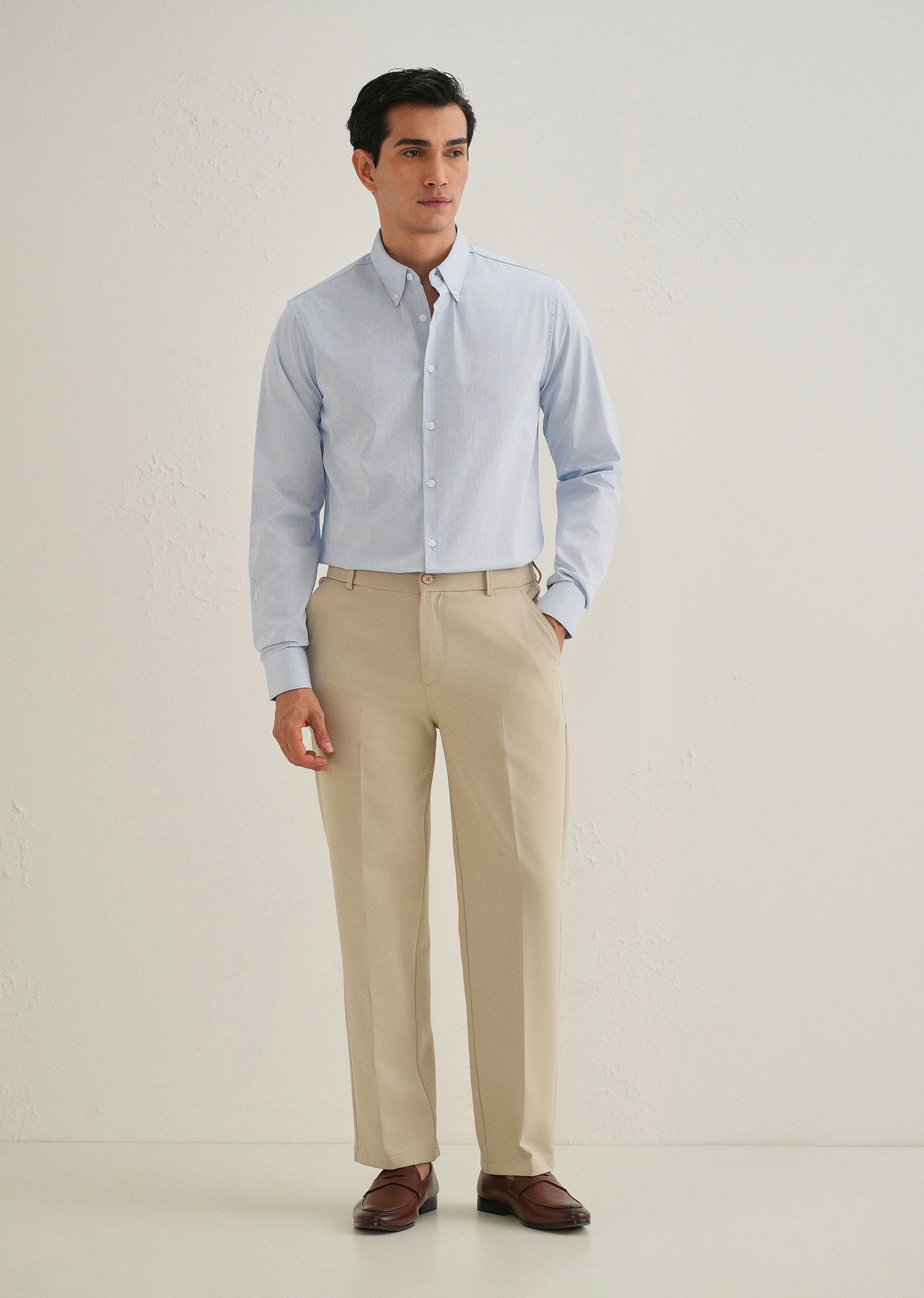 Blue Pin Striped Dobby Cotton Shirt - Image 7