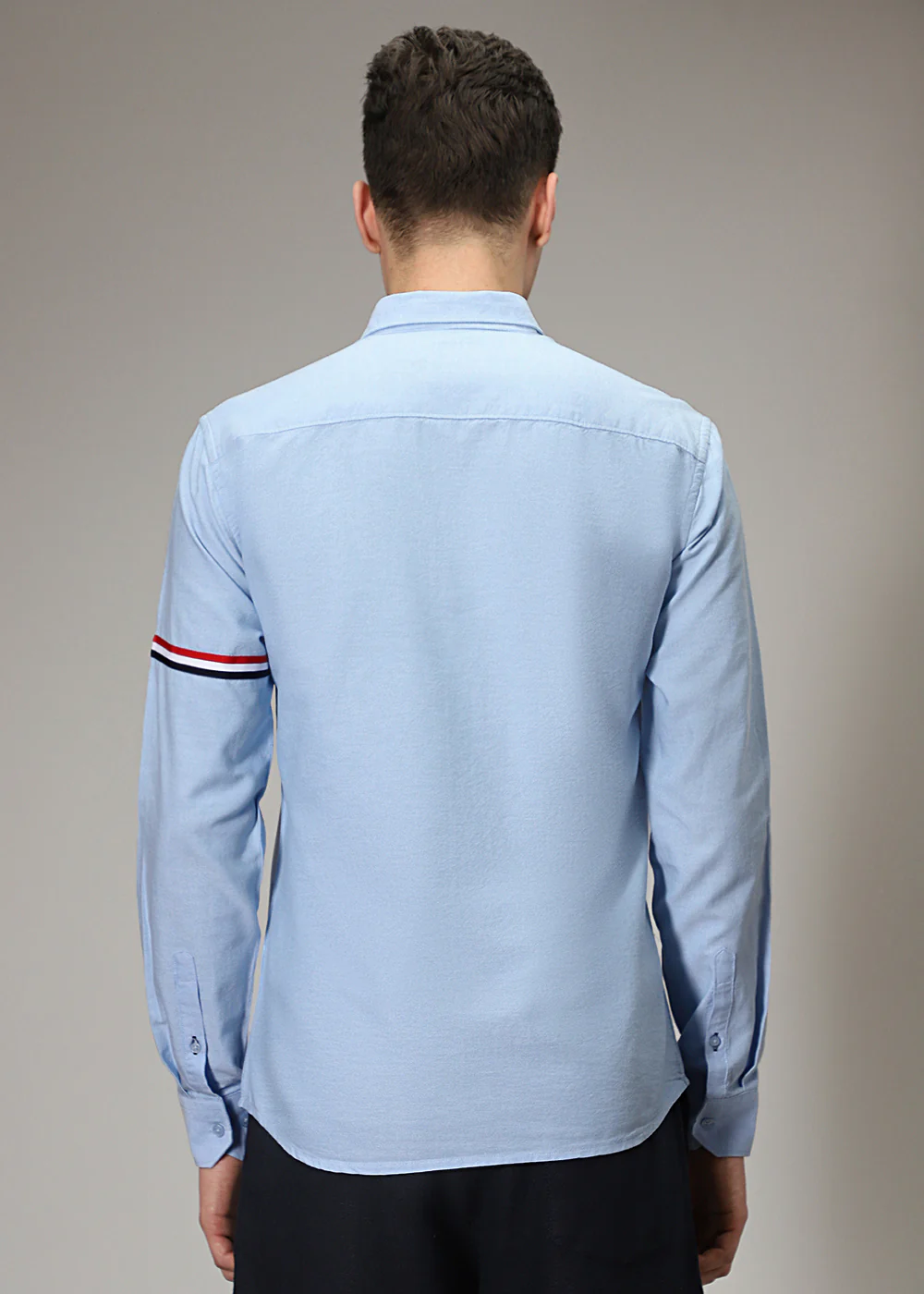 Blue Plain Dolphin Oxford Shirt - Image 4