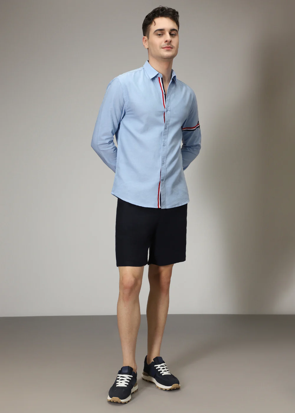 Blue Plain Dolphin Oxford Shirt - Image 6
