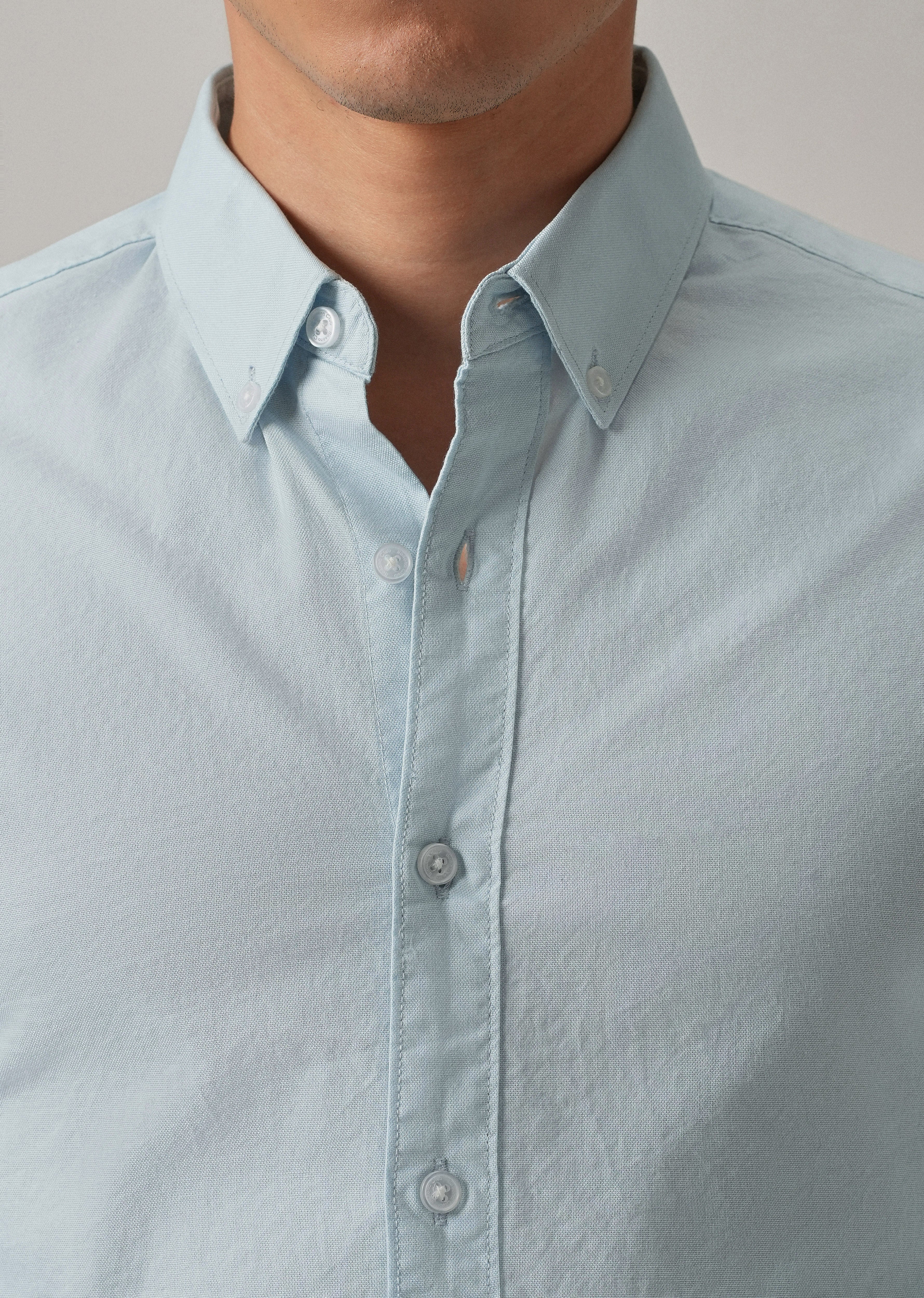 Blue Plain Elbow Patch Oxford Shirt - Image 6