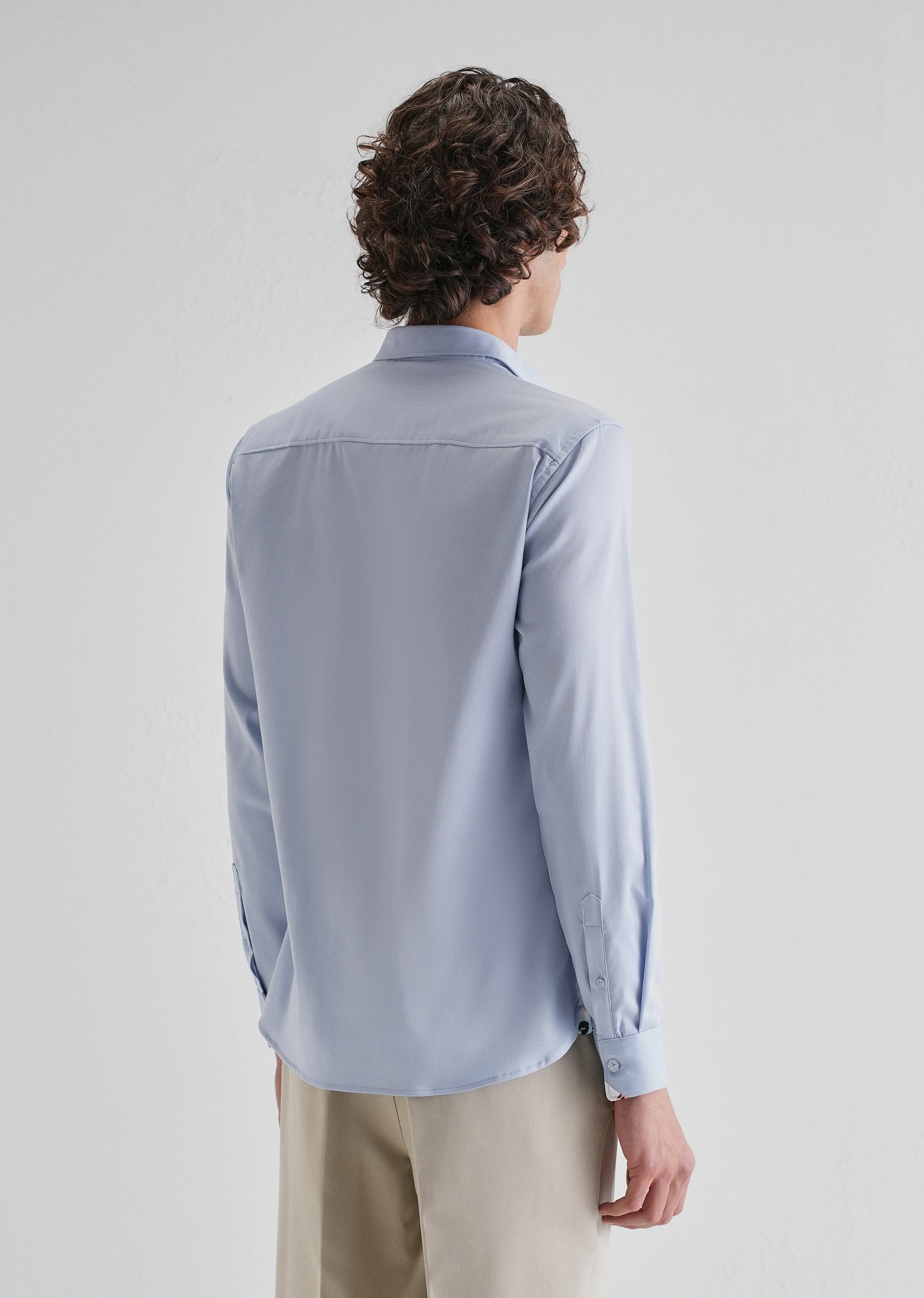 Blue Printed Cuff Shirt - Image 2