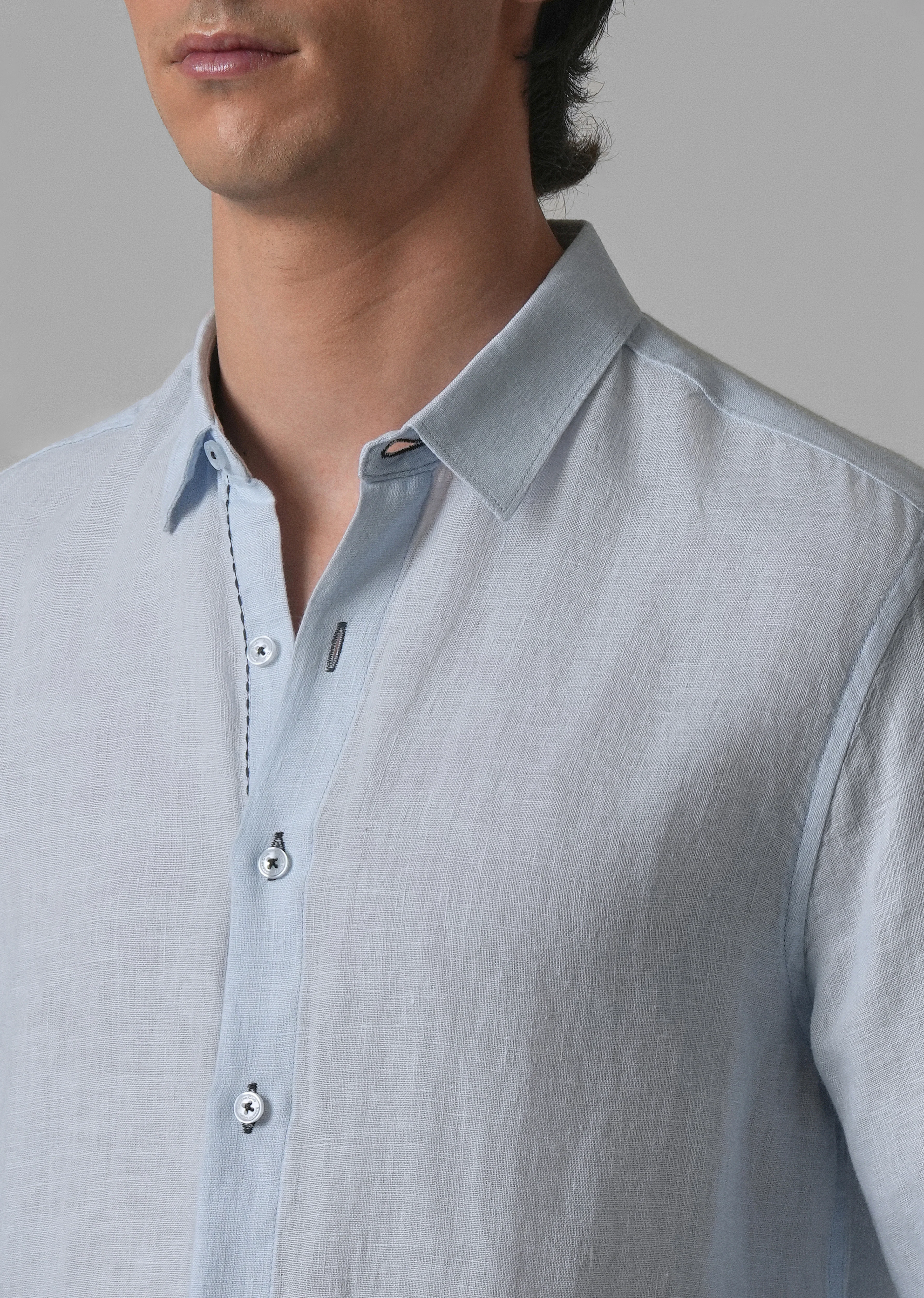 Blue Pure Linen Shirt - Image 5