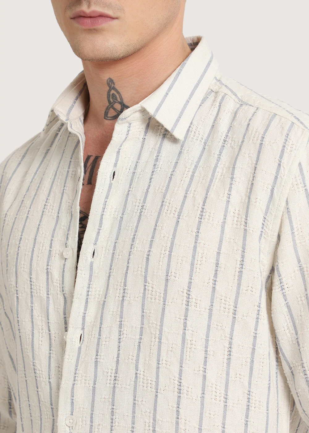Blue Stripe Textured Shirt - Image 2