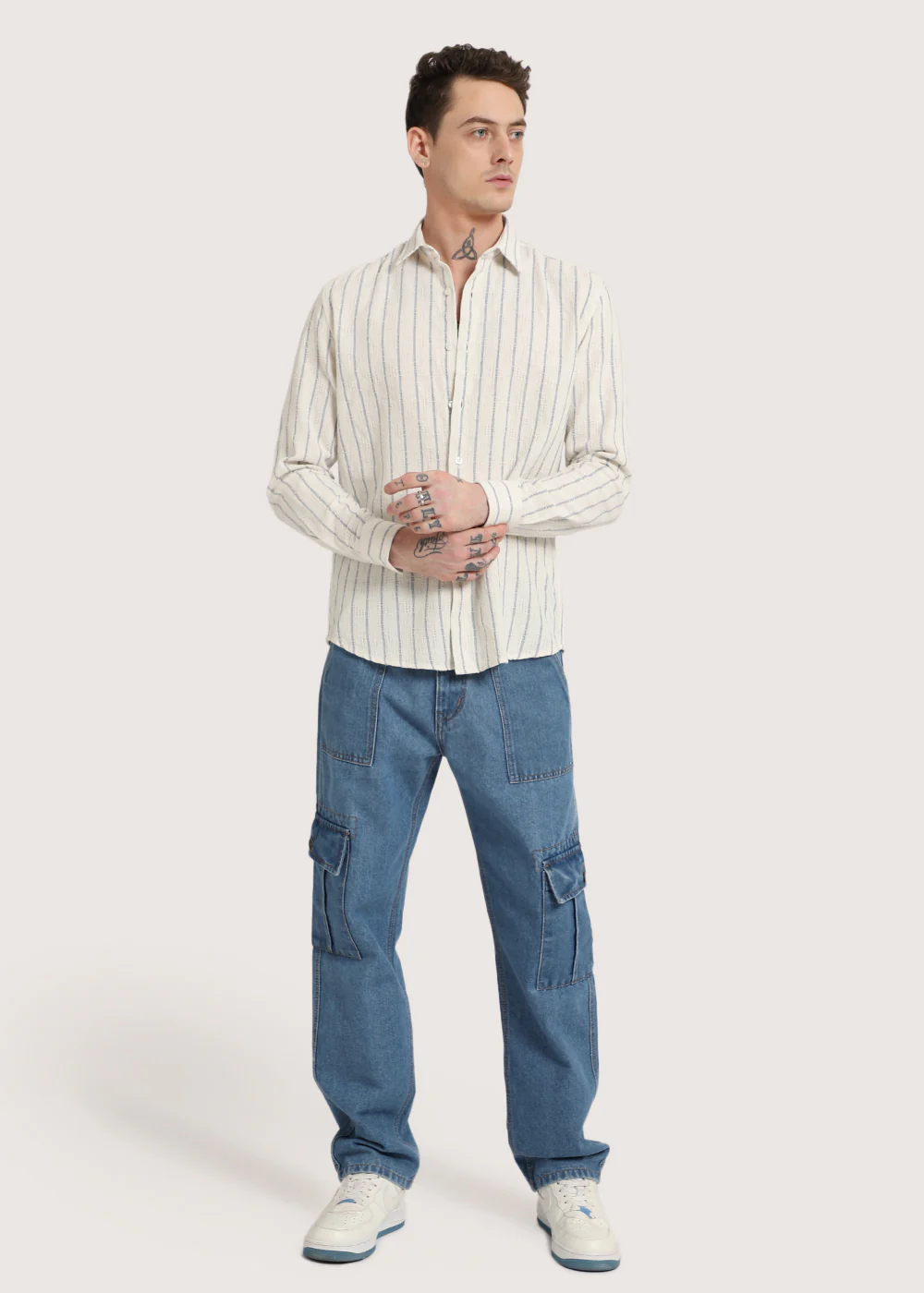 Blue Stripe Textured Shirt - Image 6
